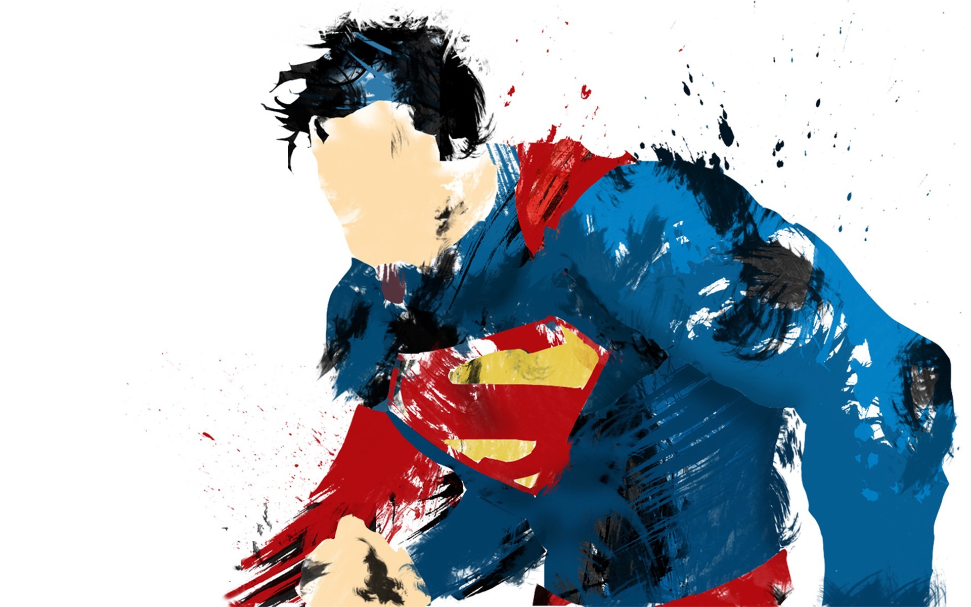 Superman artwork with red and blue paint splashes HD Wallpaper