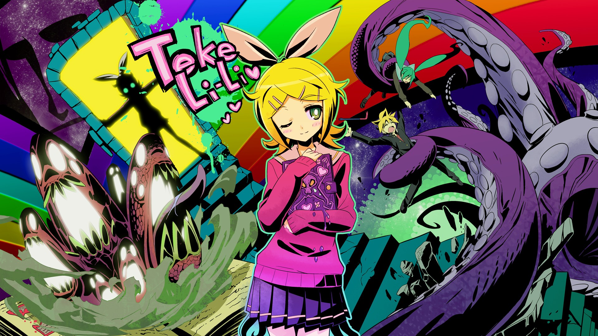 Kagamine Rin and Len with Cthulhu tentacles HD Wallpaper