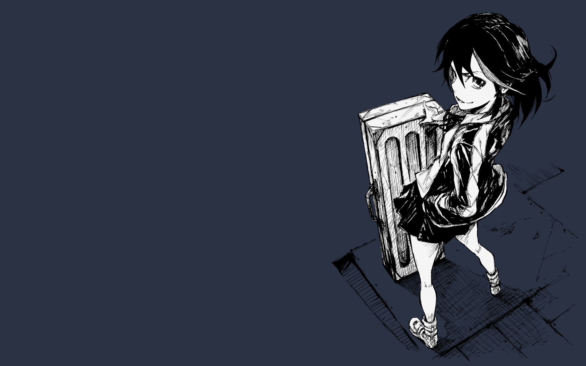 Matoi Ryuuko from Kill la Kill with a trash can HD Wallpaper