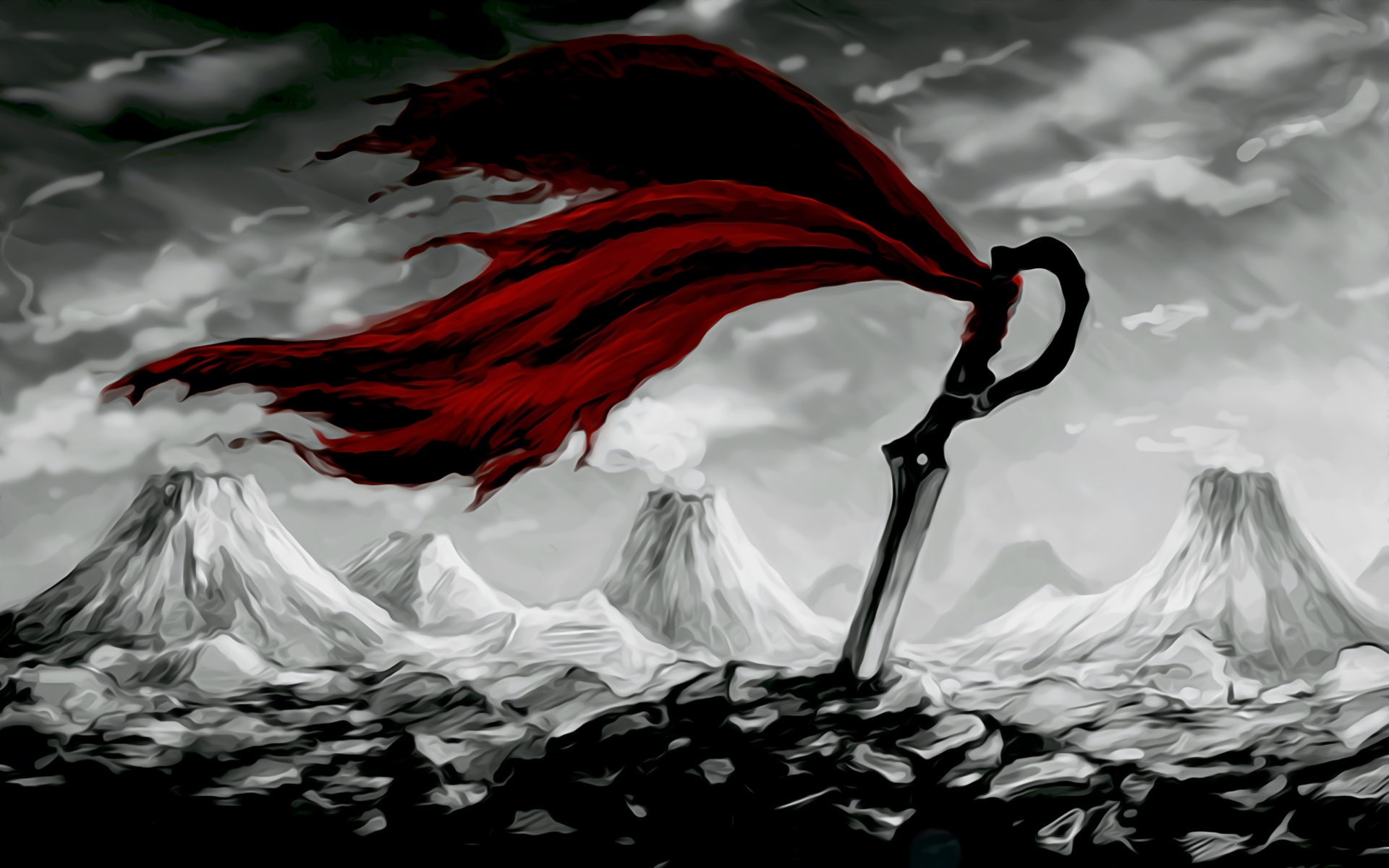 Ryuko Matoi's Scissor Blade in a desolate landscape HD Wallpaper