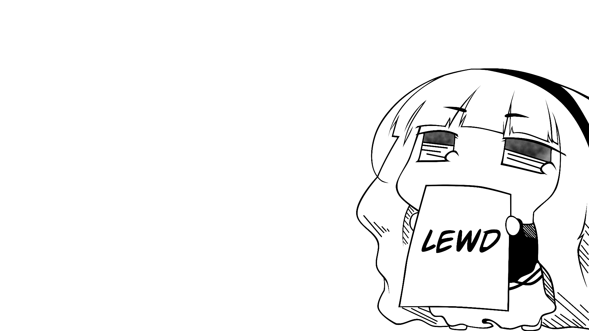 Chibi Anime Girl Holding "LEWD" Sign HD Wallpaper