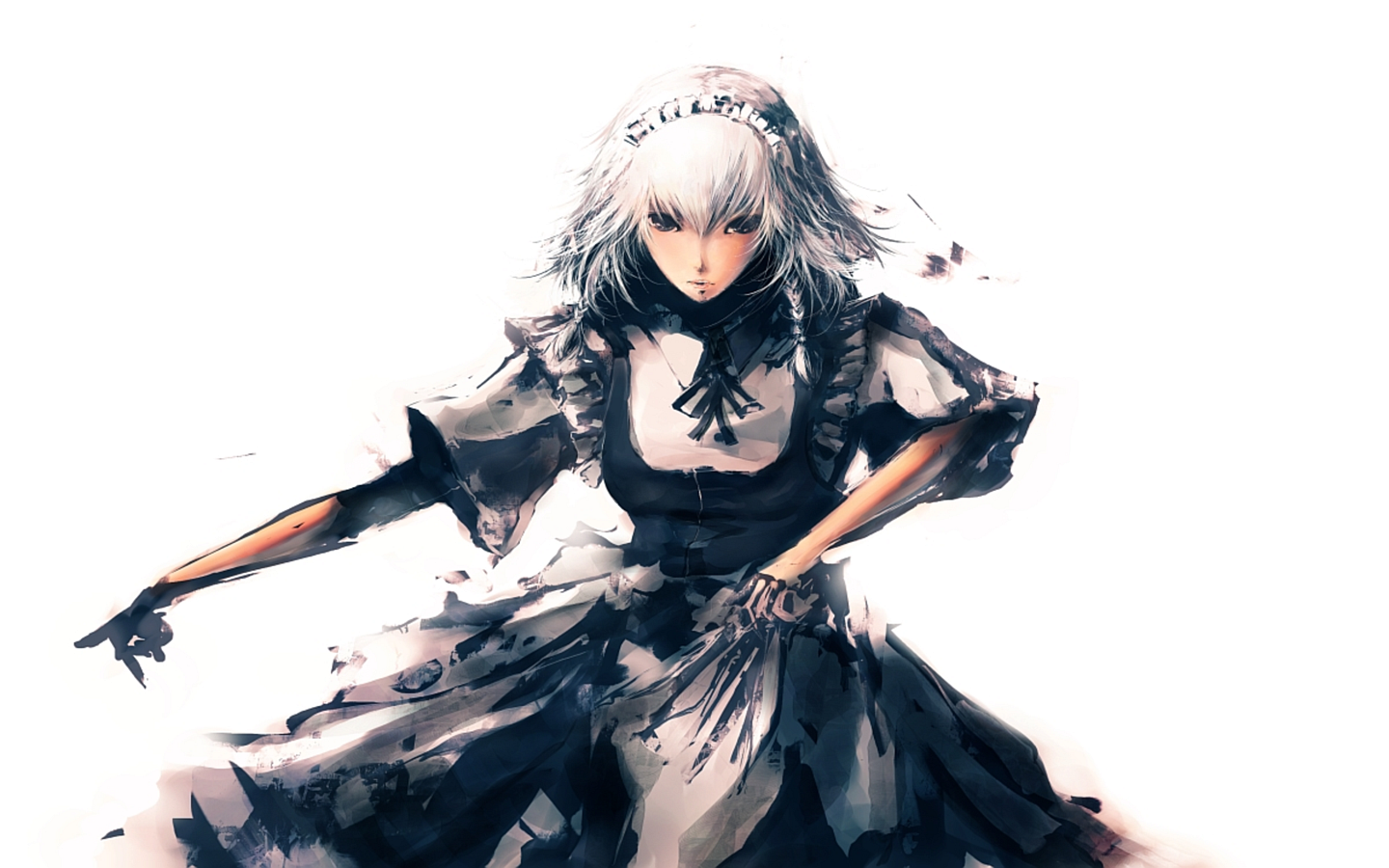 Izayoi Sakuya from Touhou in a maid outfit HD Wallpaper