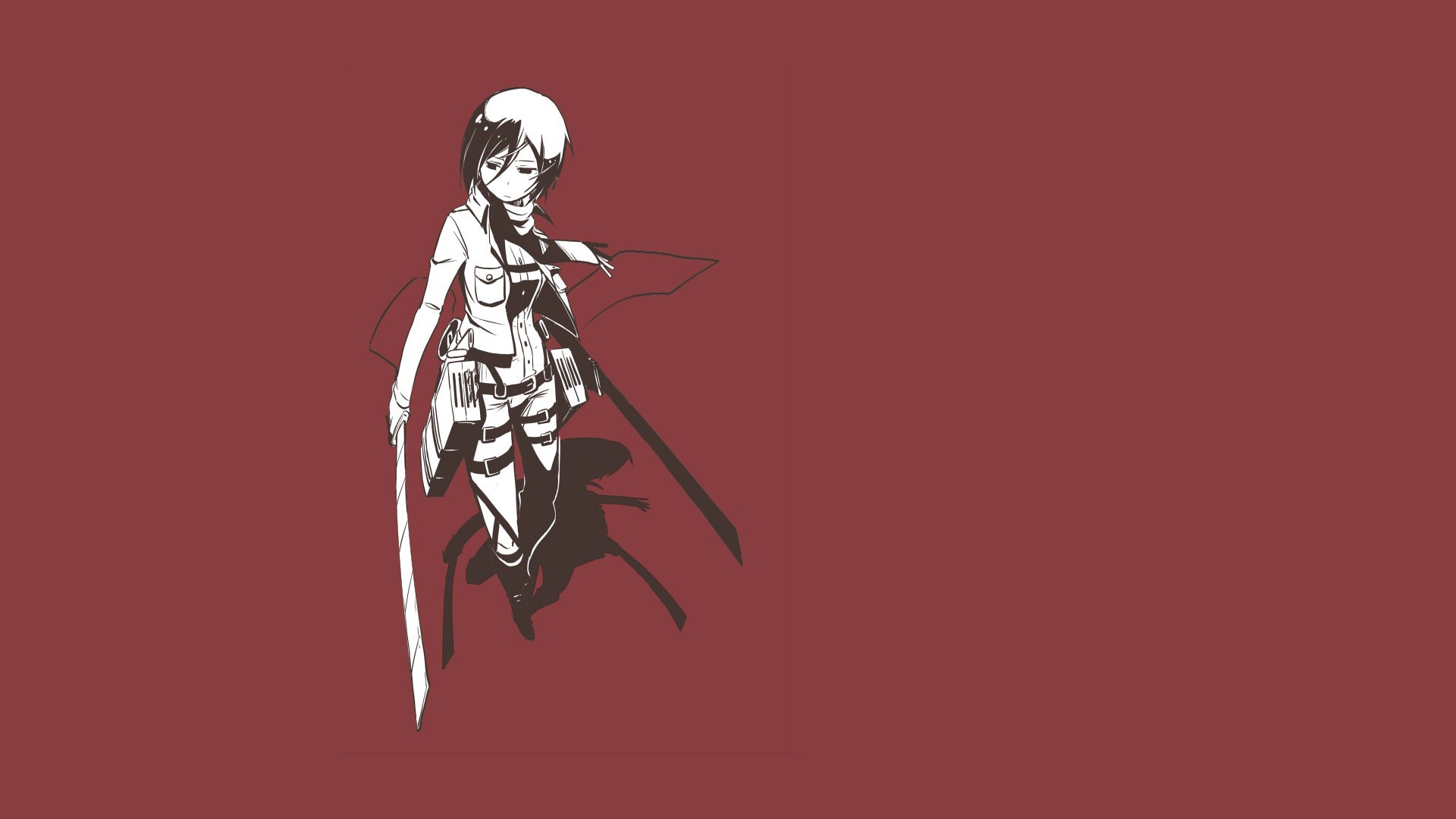 Mikasa Ackerman from Shingeki no Kyojin, minimalist art HD Wallpaper