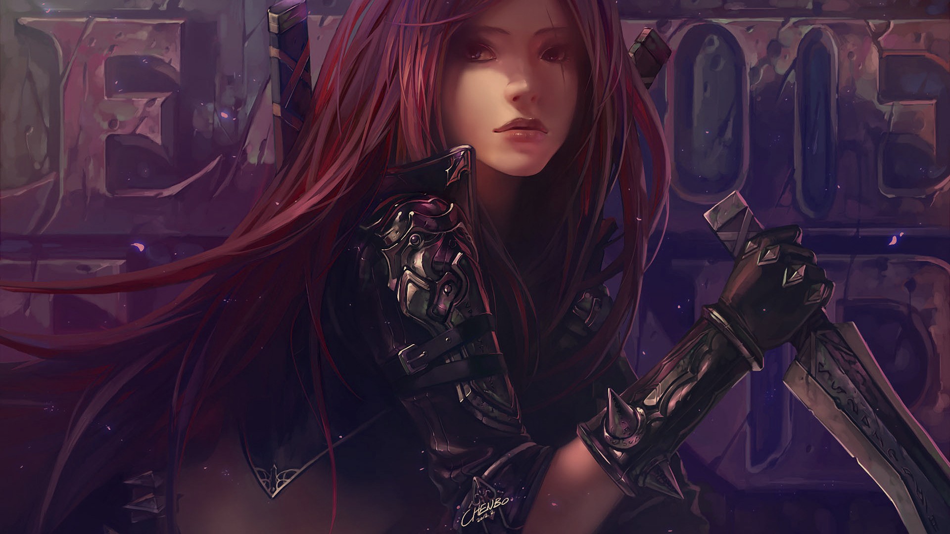 Katarina from League of Legends with swords HD Wallpaper