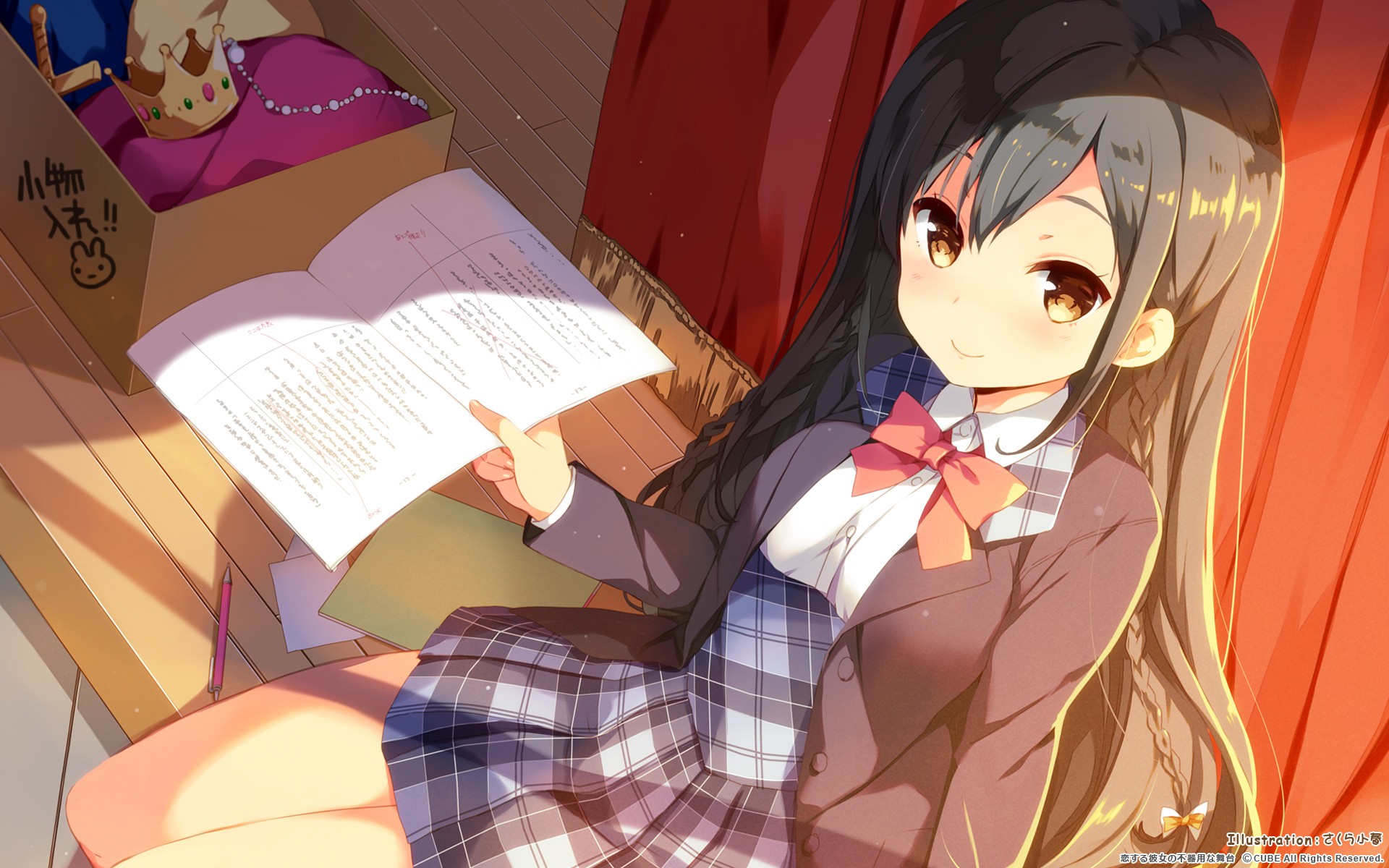 Nanase Sena in a school uniform with a script HD Wallpaper