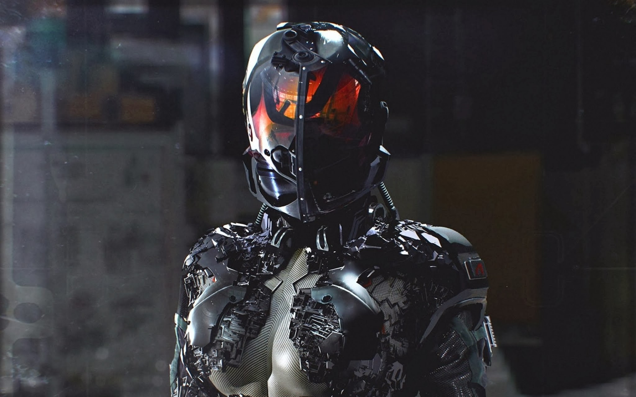 Cyberpunk woman in futuristic armor HD Wallpaper