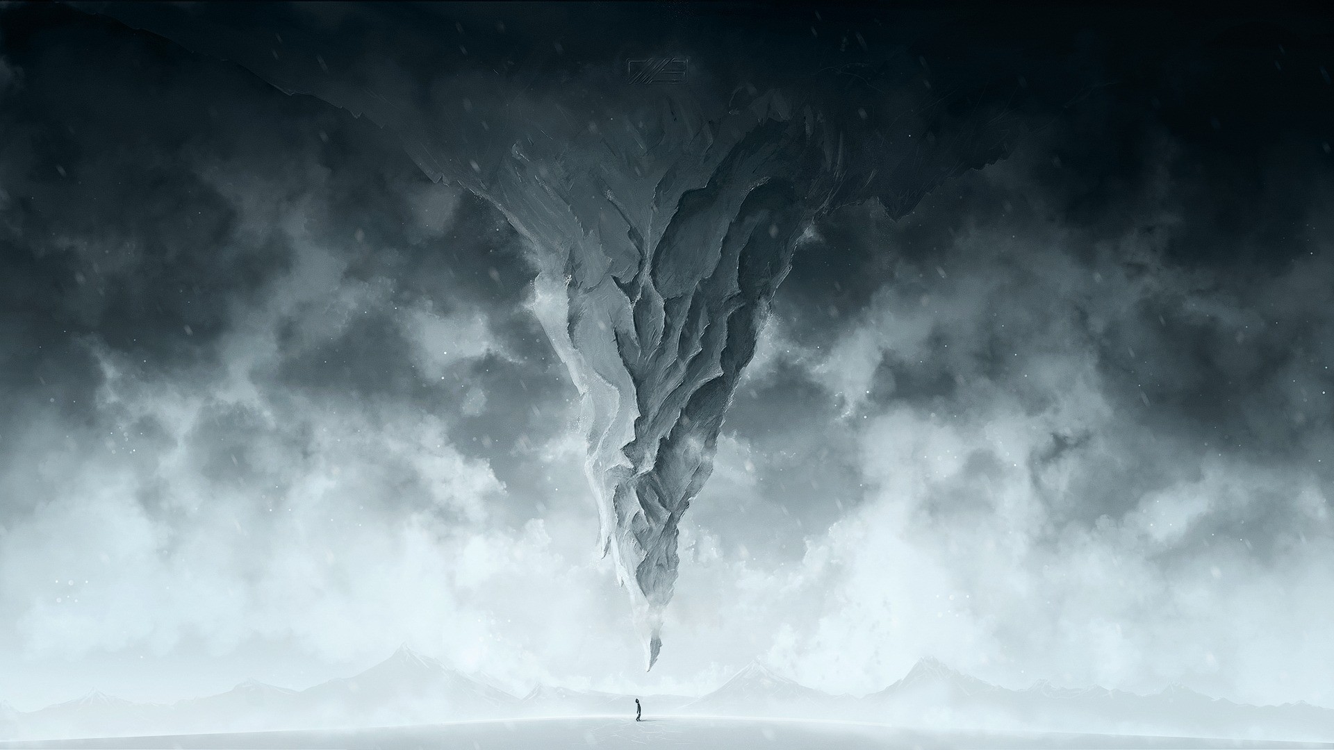 Abstract ice formation in a snowy landscape HD Wallpaper