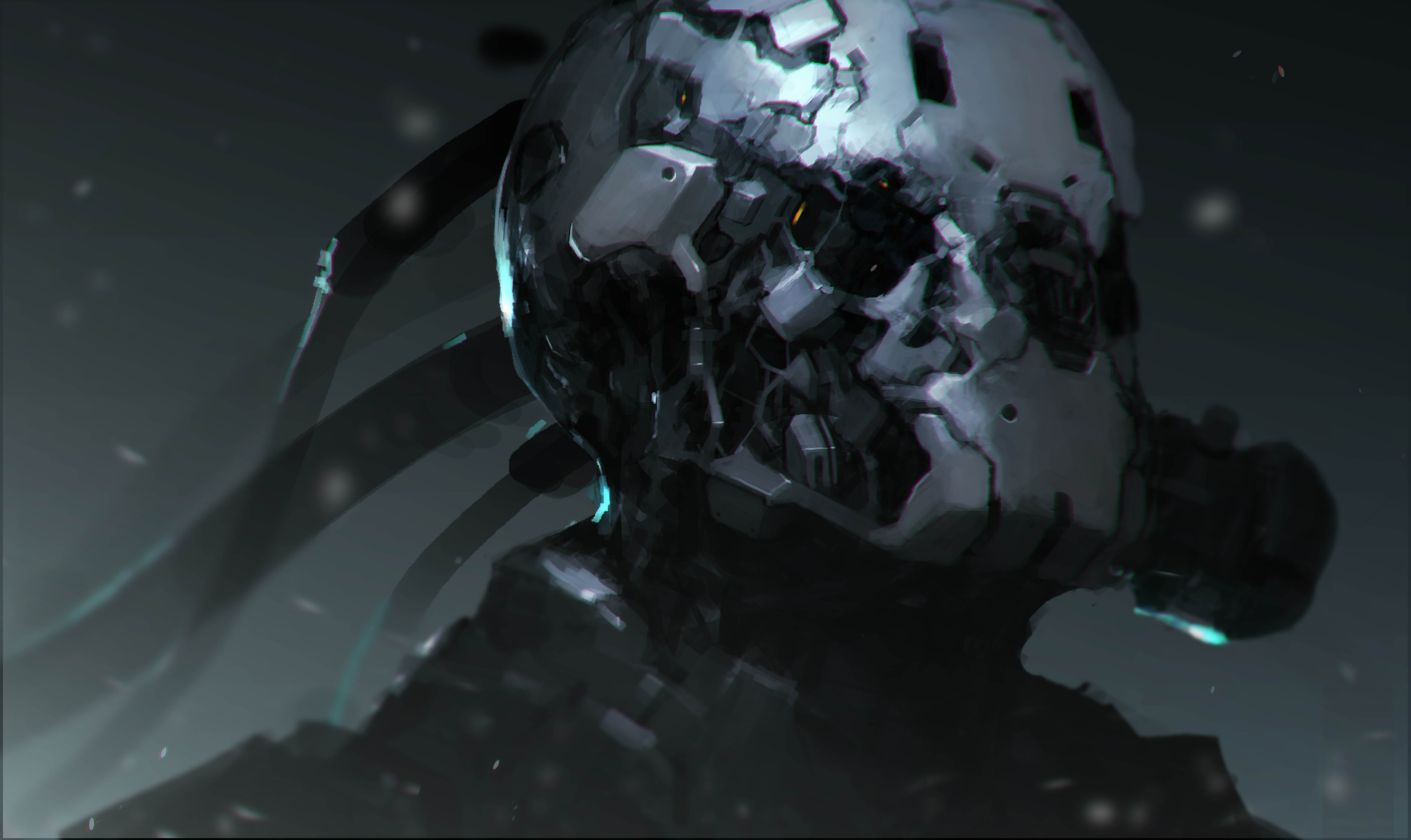 Concept art of a damaged cyborg soldier HD Wallpaper