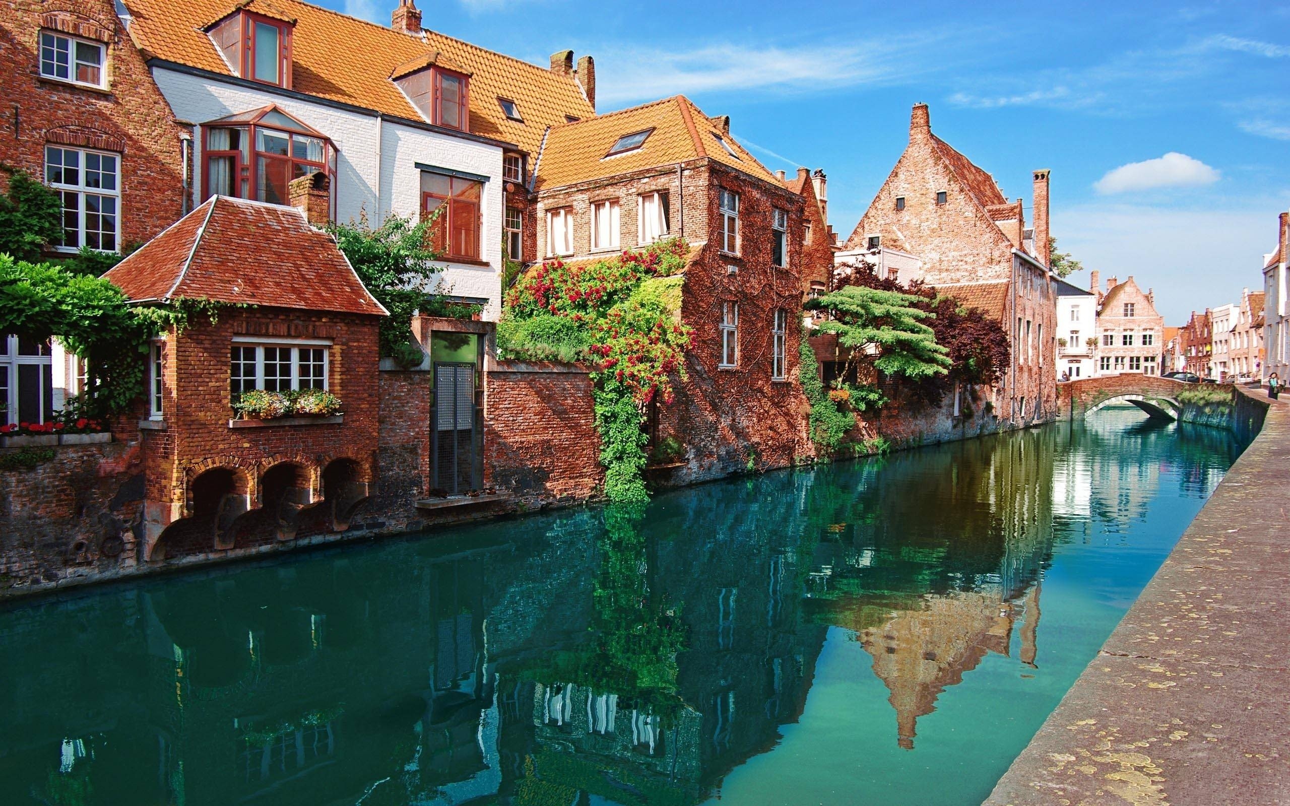 City Building Nature Canal Bruges Water Belgium HD Wallpaper 