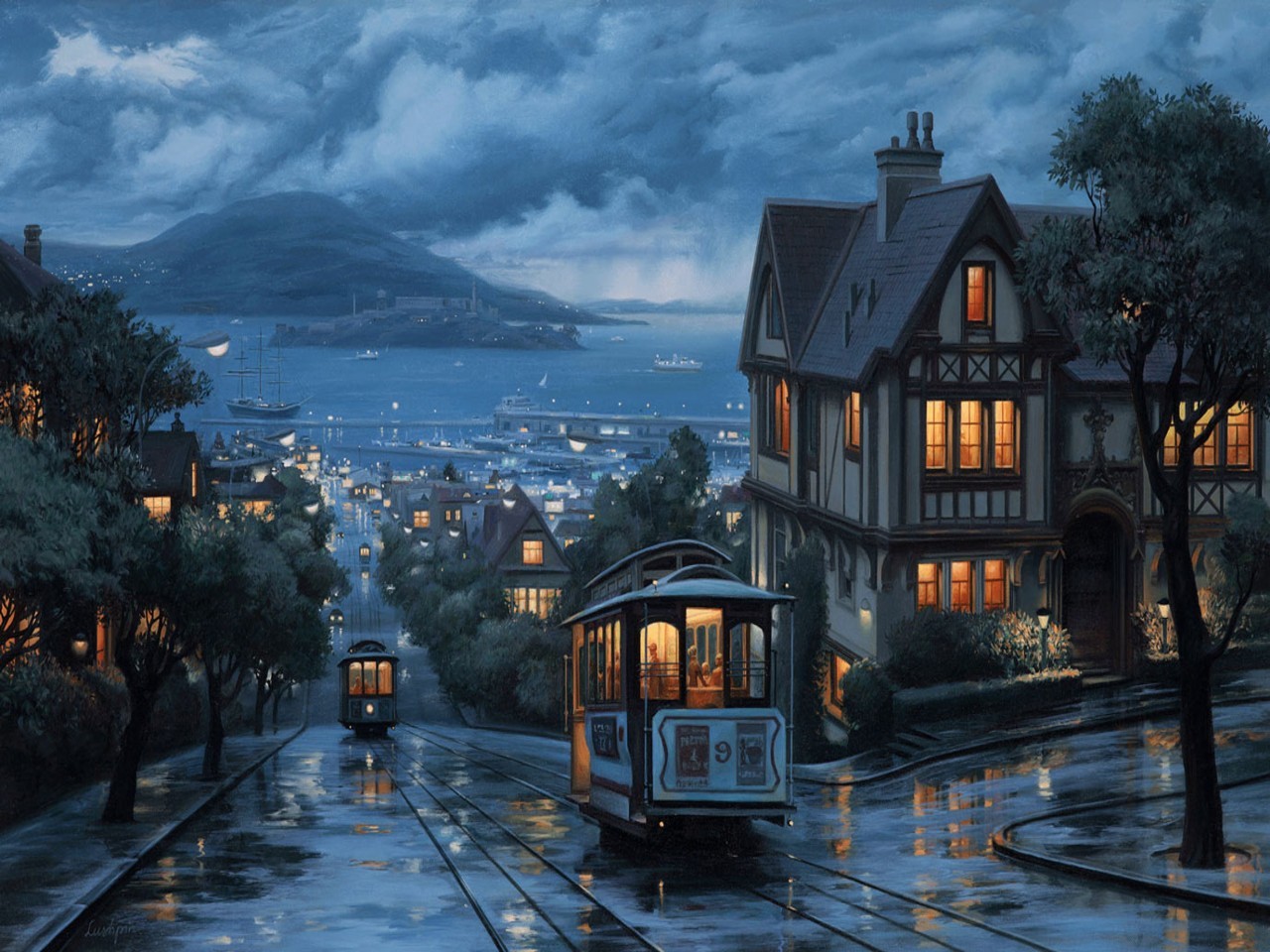 painting artwork cityscape San Francisco HD Wallpaper