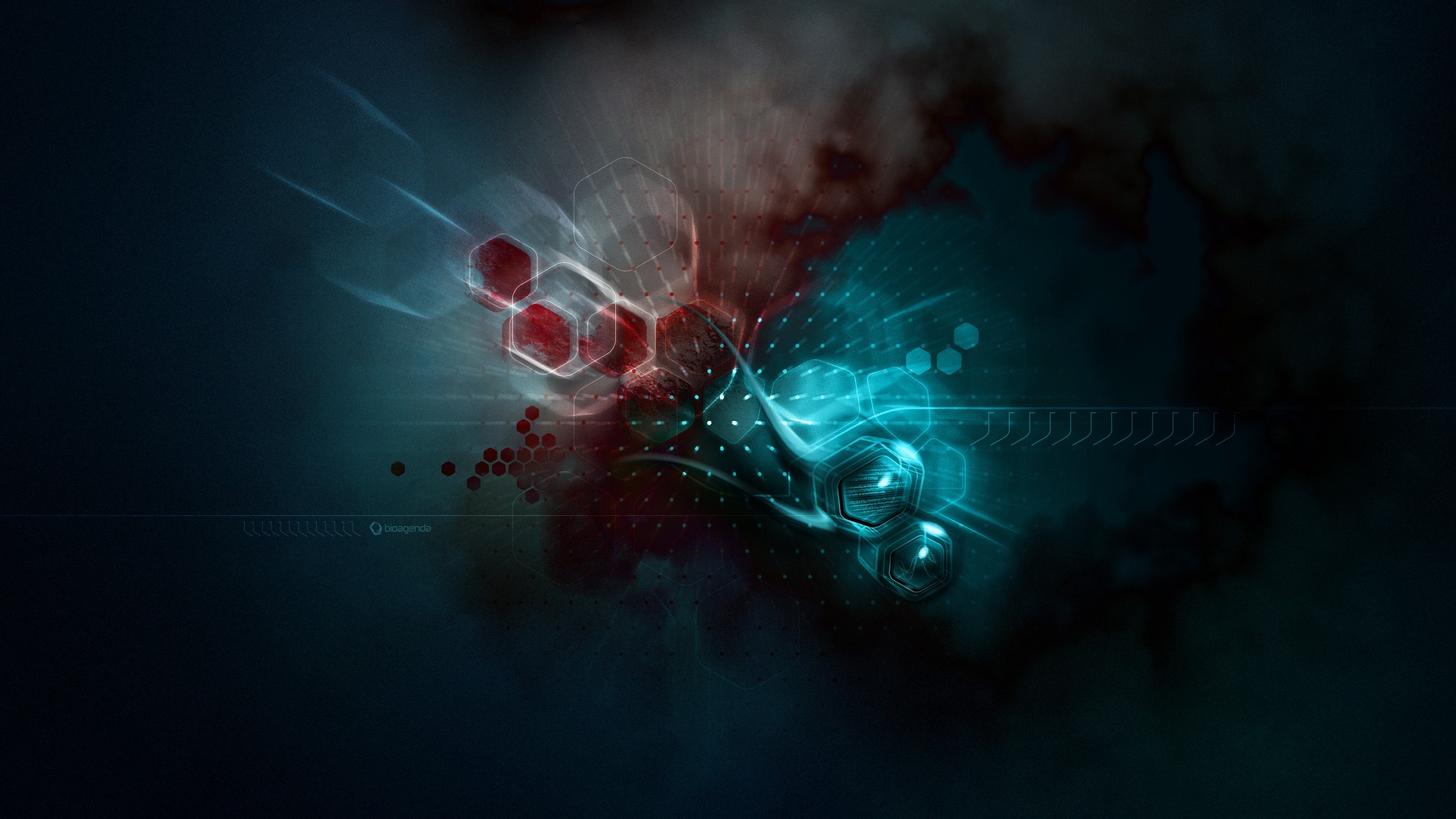 Abstract Digital Art with Hexagons HD Wallpaper