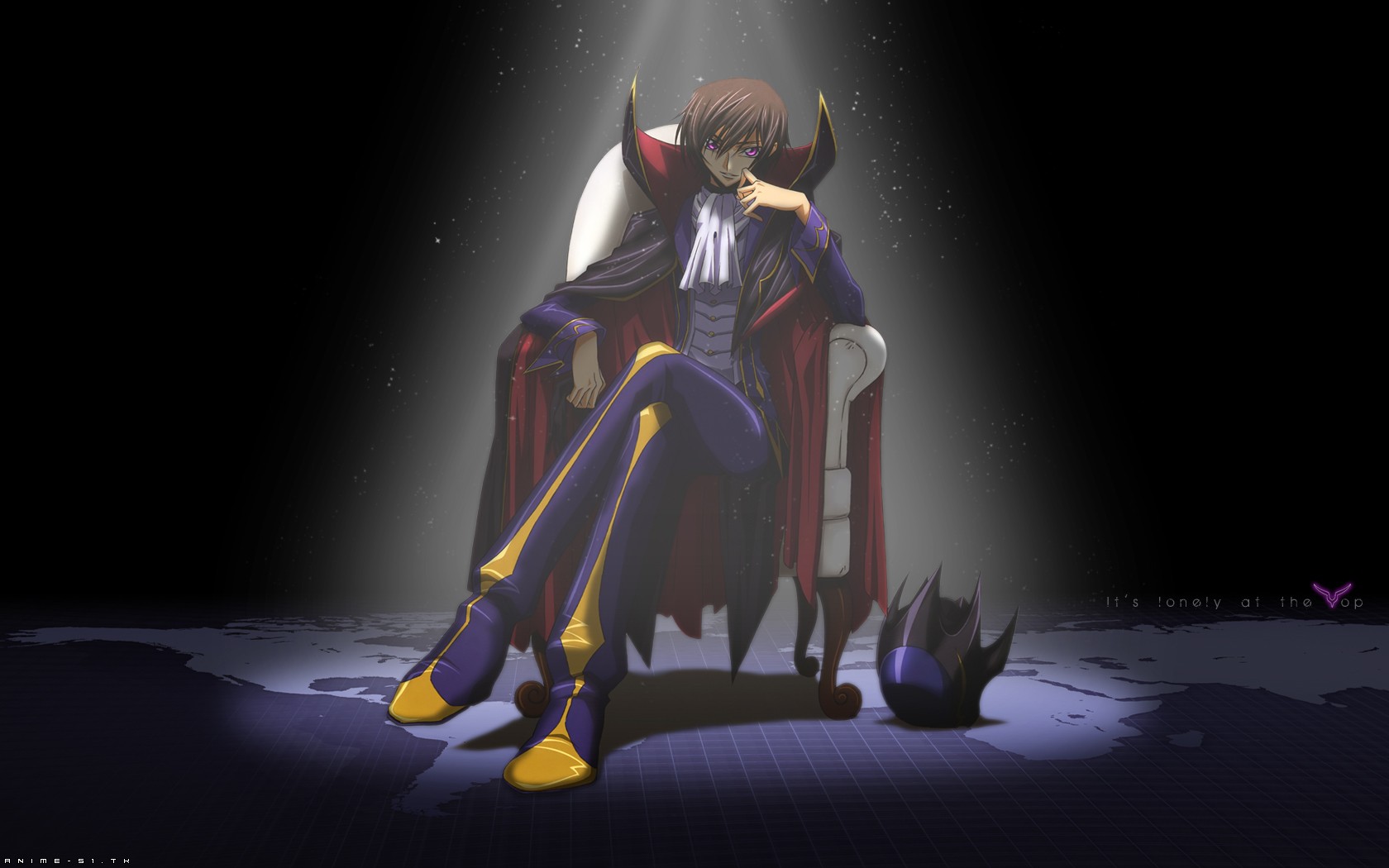 Lelouch Lamperouge from Code Geass sitting on a throne HD Wallpaper