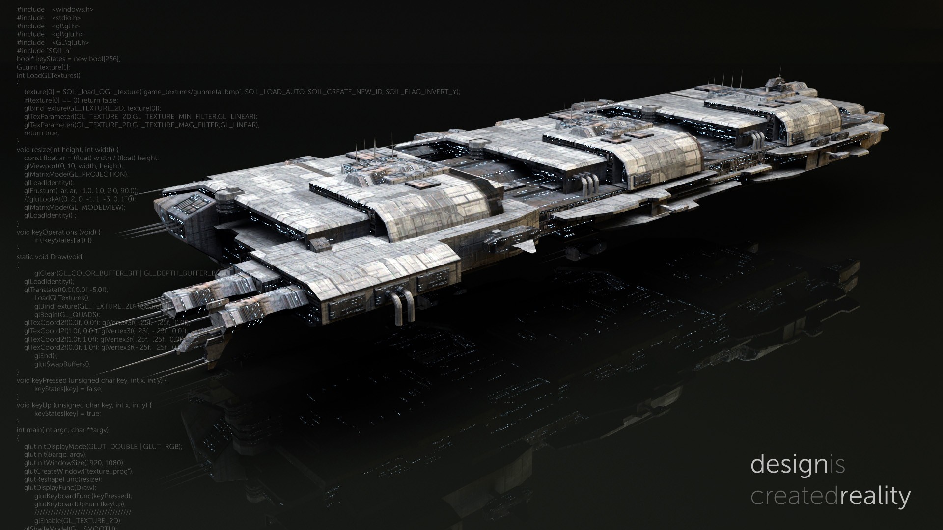 Spaceship with programming code HD Wallpaper