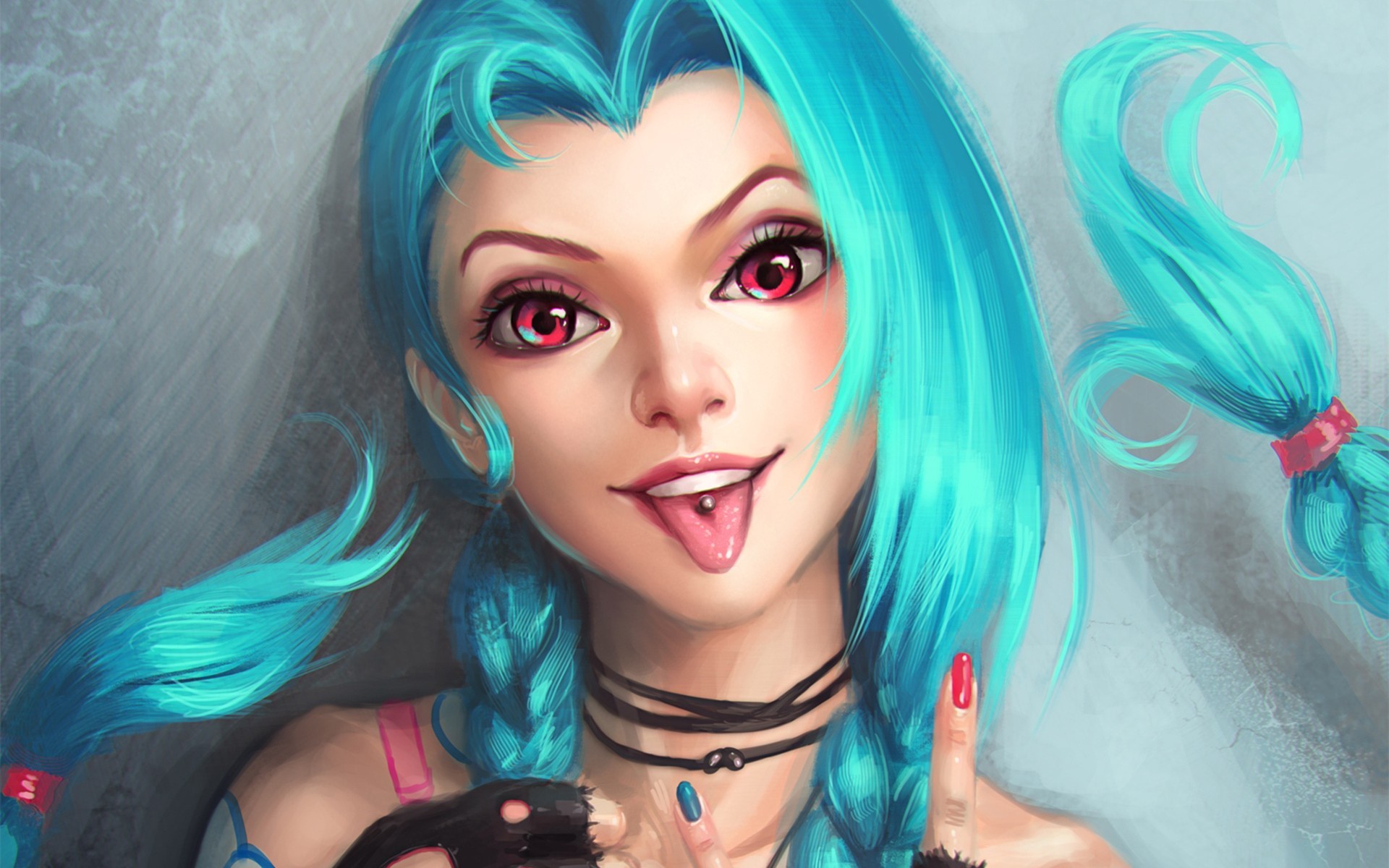 Jinx from League of Legends with blue hair HD Wallpaper