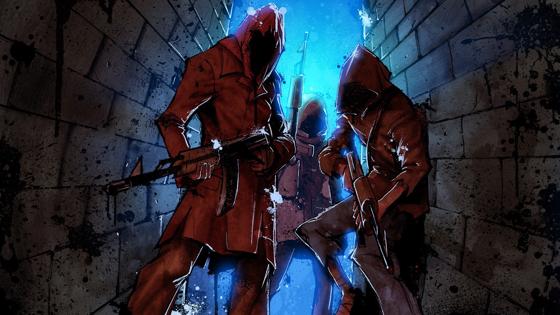 InFamous Reapers with guns in a tunnel HD Wallpaper