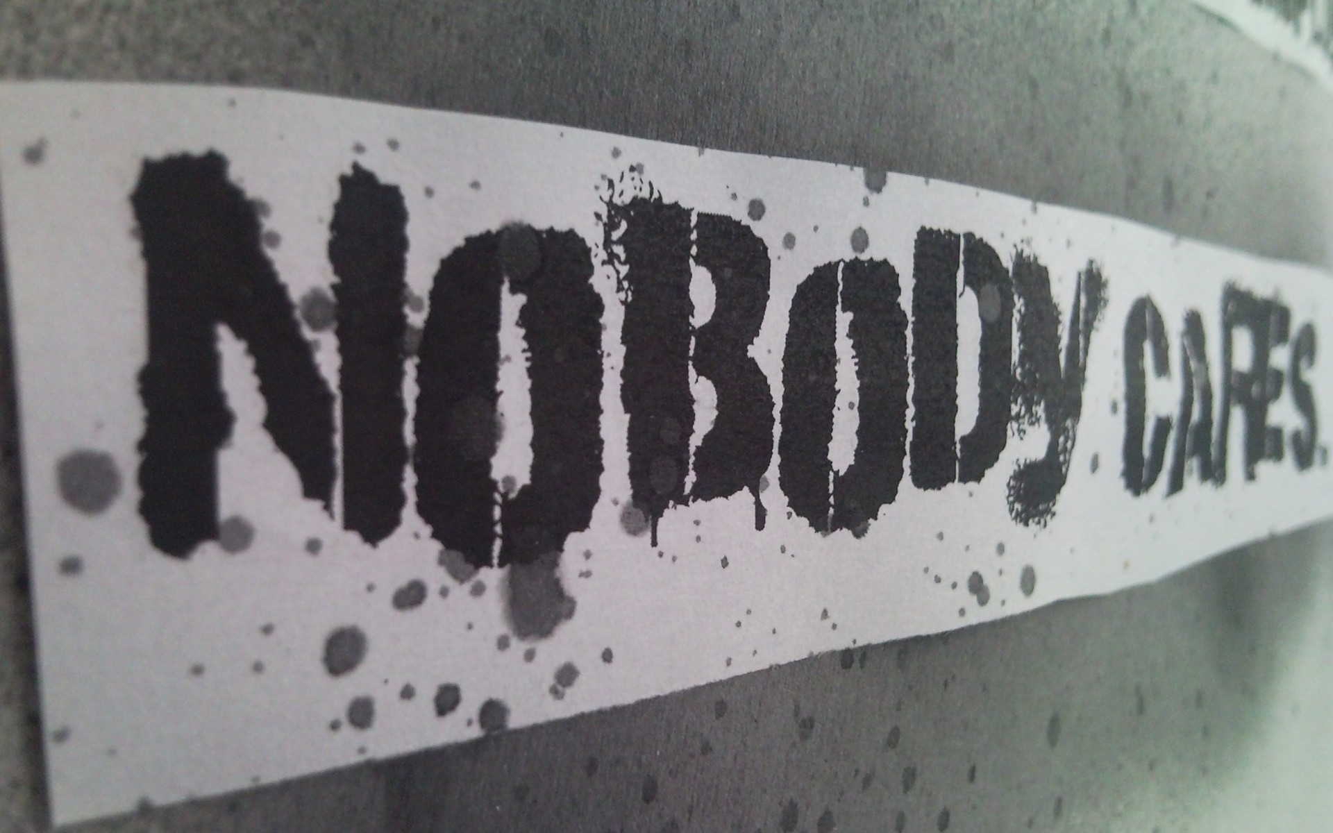 Monochrome typography with splattered ink HD Wallpaper