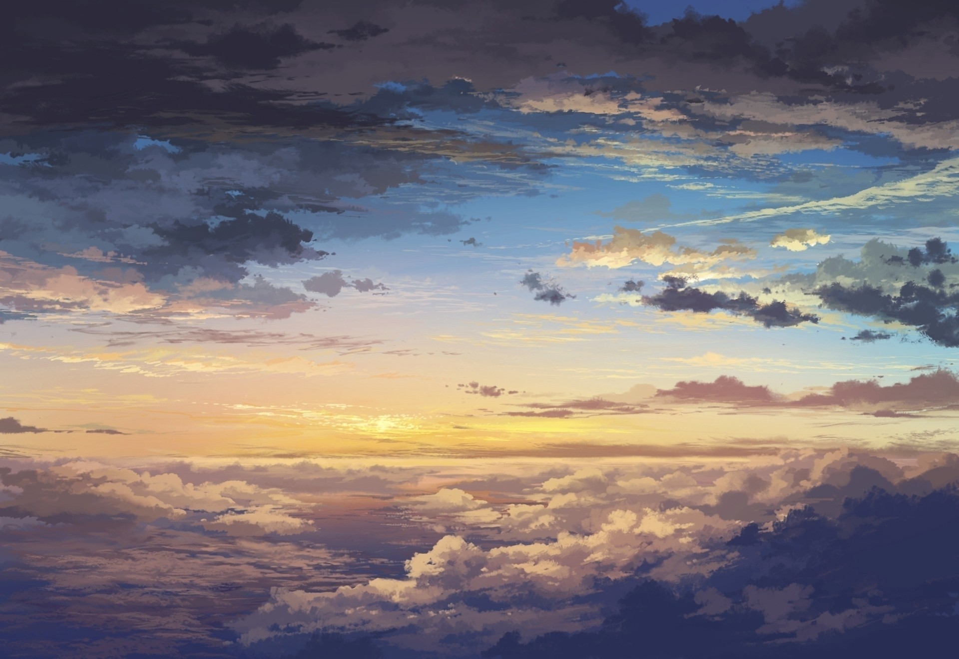 Anime clouds at sunset, 5 Centimeters Per Second HD Wallpaper