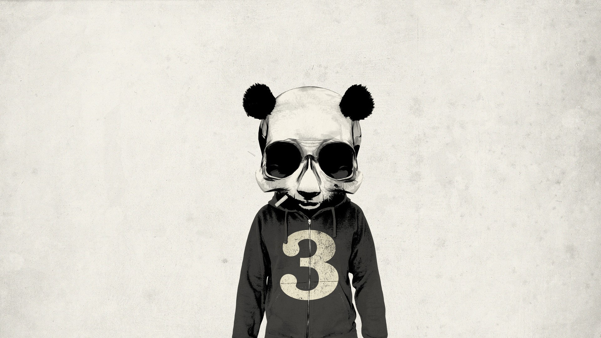 Panda skull wearing a hoodie with number 3 HD Wallpaper