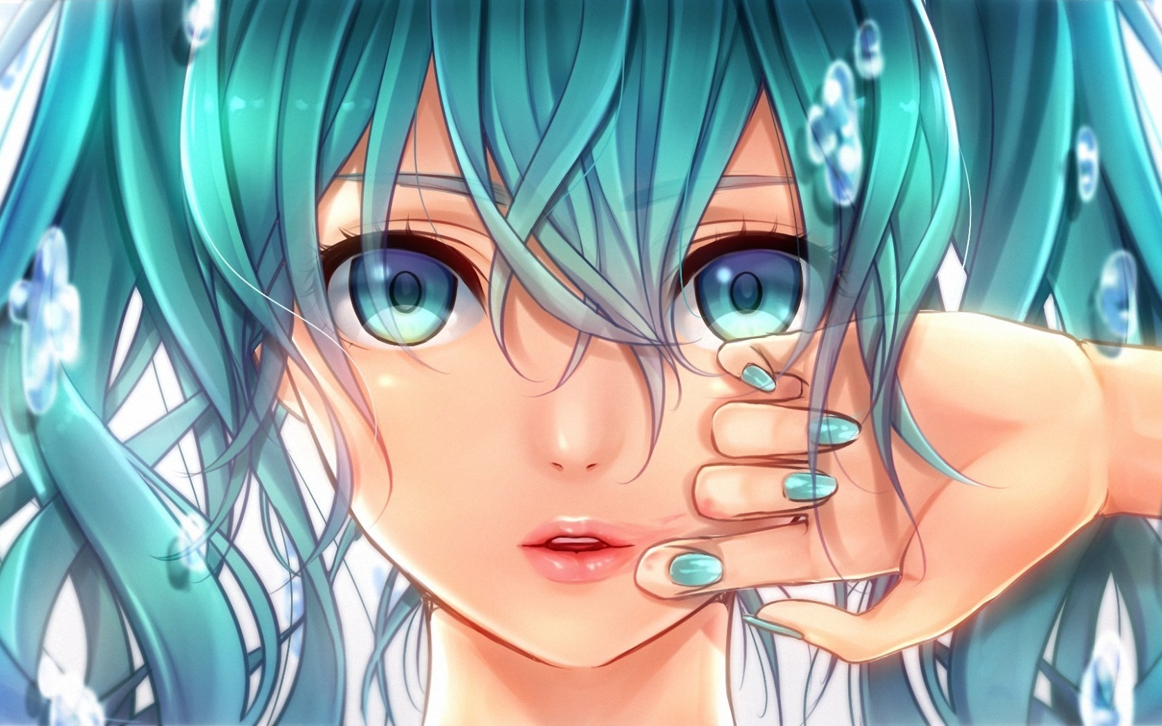 Hatsune Miku with blue hair and blue eyes HD Wallpaper