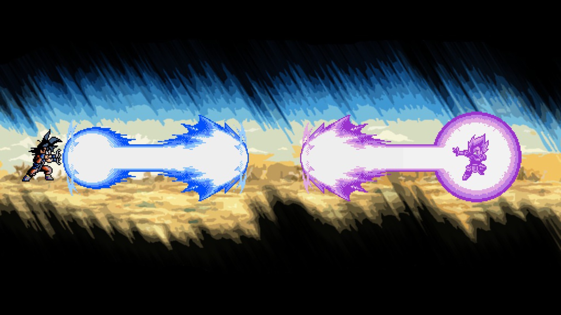 Son Goku and Vegeta firing energy blasts HD Wallpaper