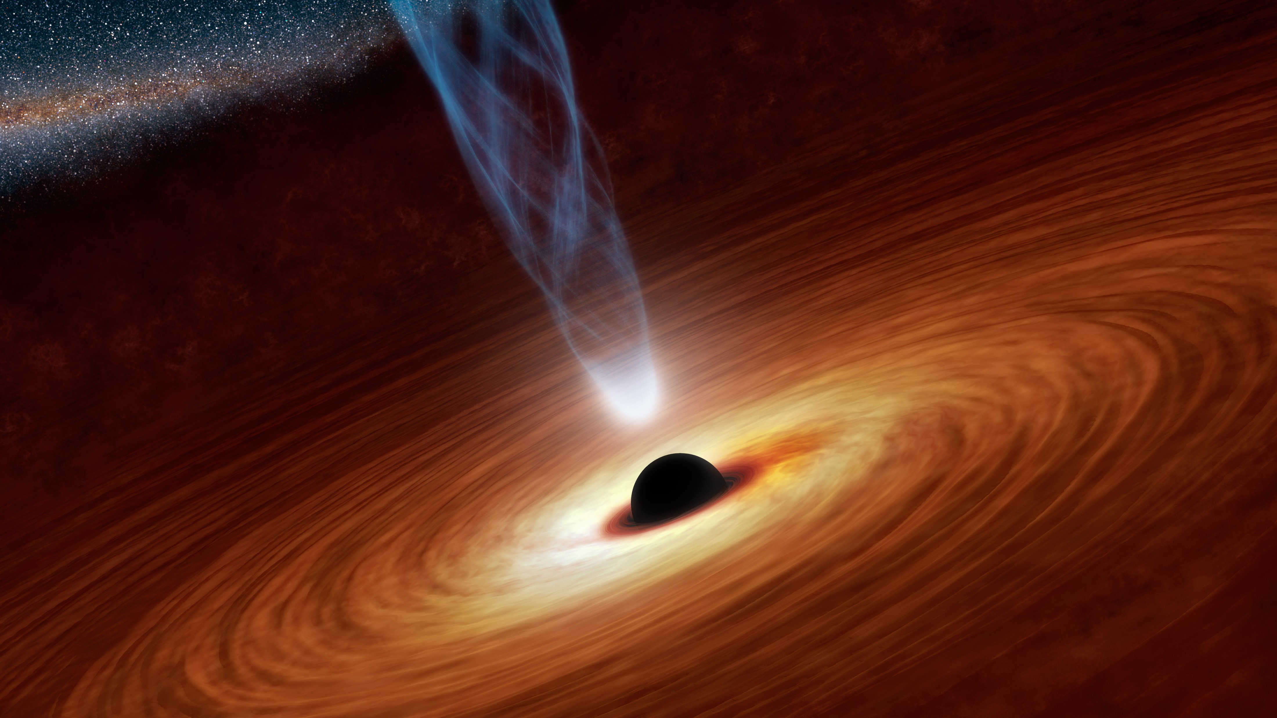 Black hole with accretion disk and jet HD Wallpaper