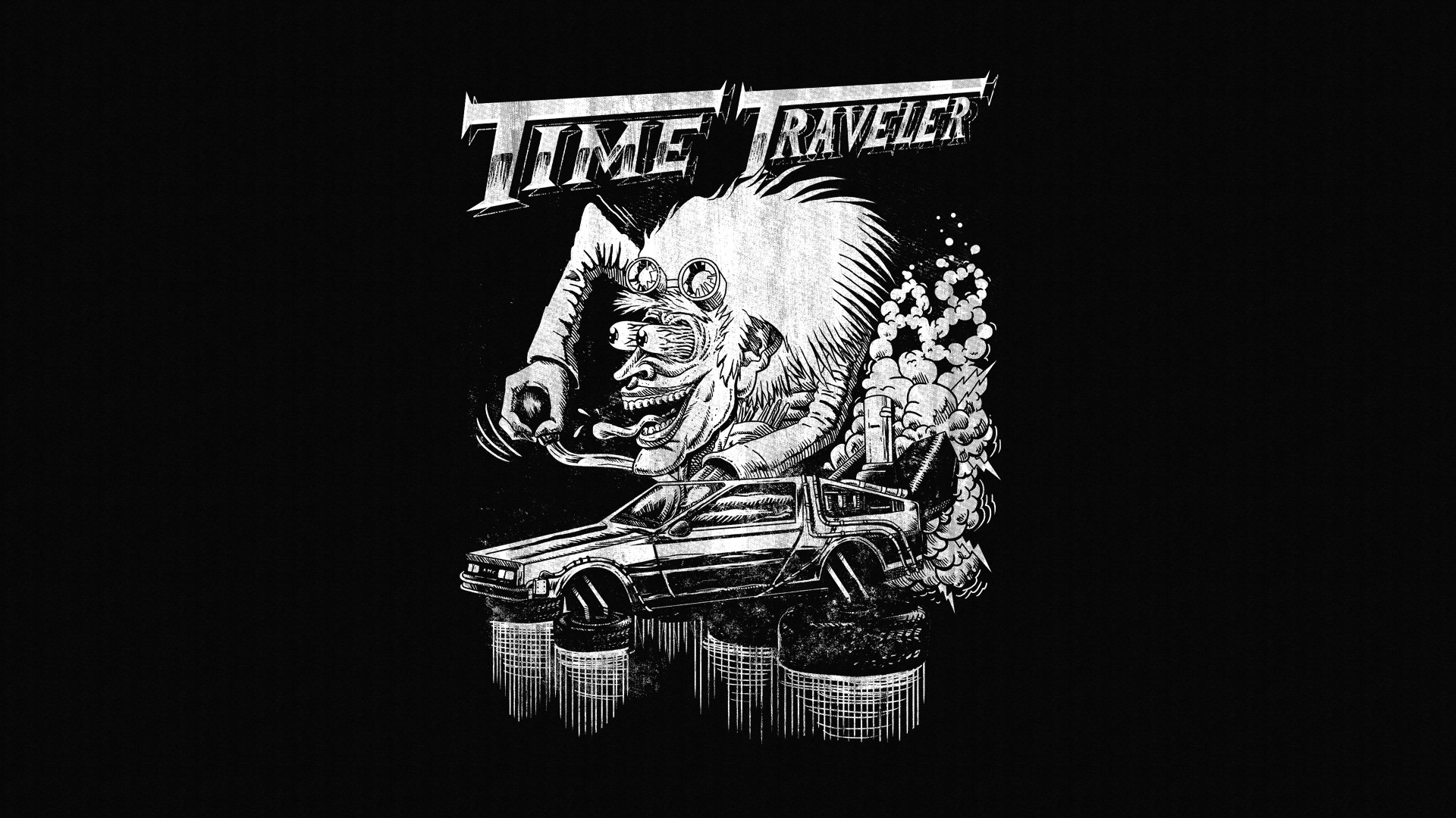 Time Traveler with DeLorean HD Wallpaper