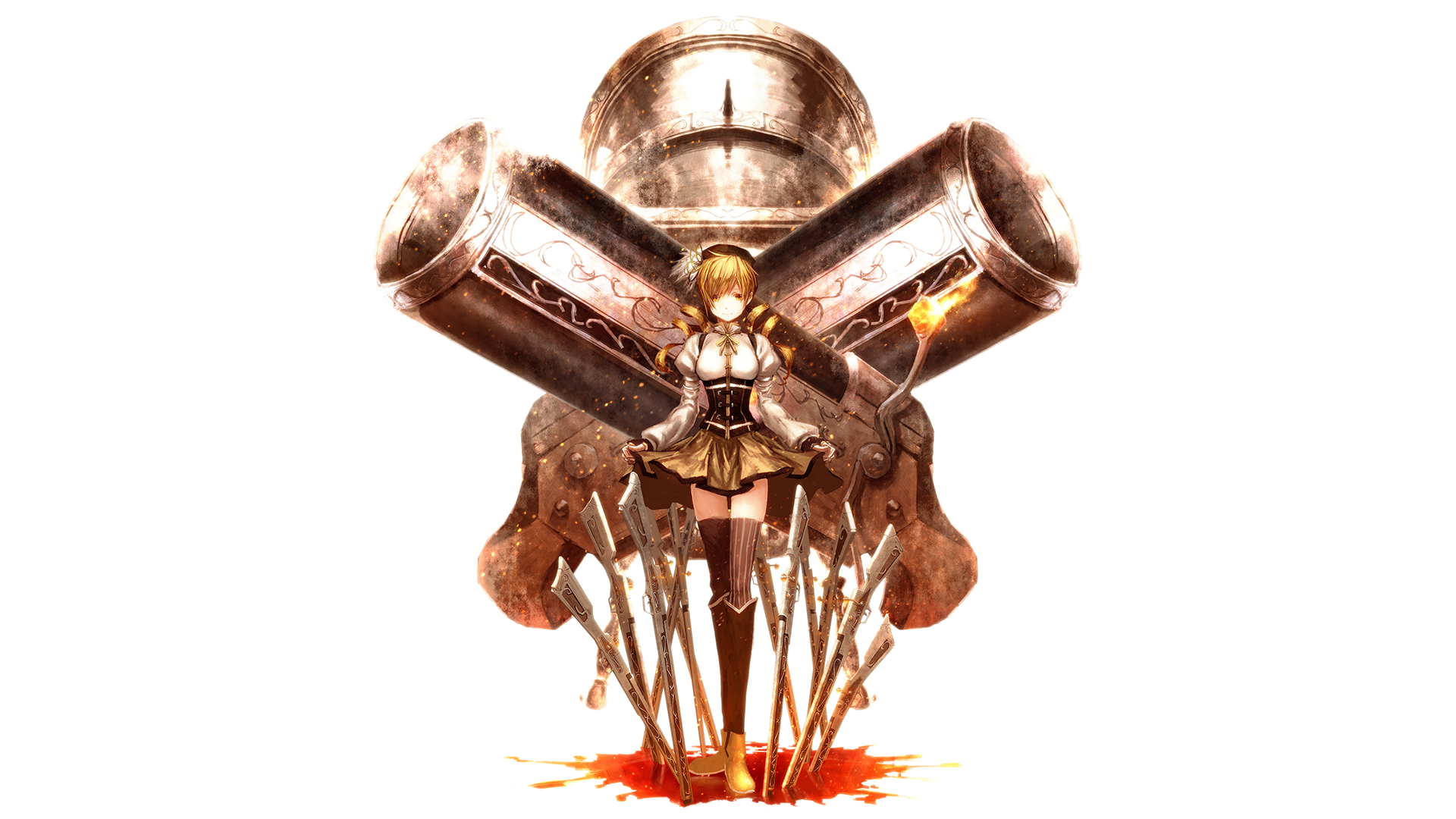 Tomoe Mami with cannons and rifles from Mahou Shoujo Madoka Magica HD Wallpaper