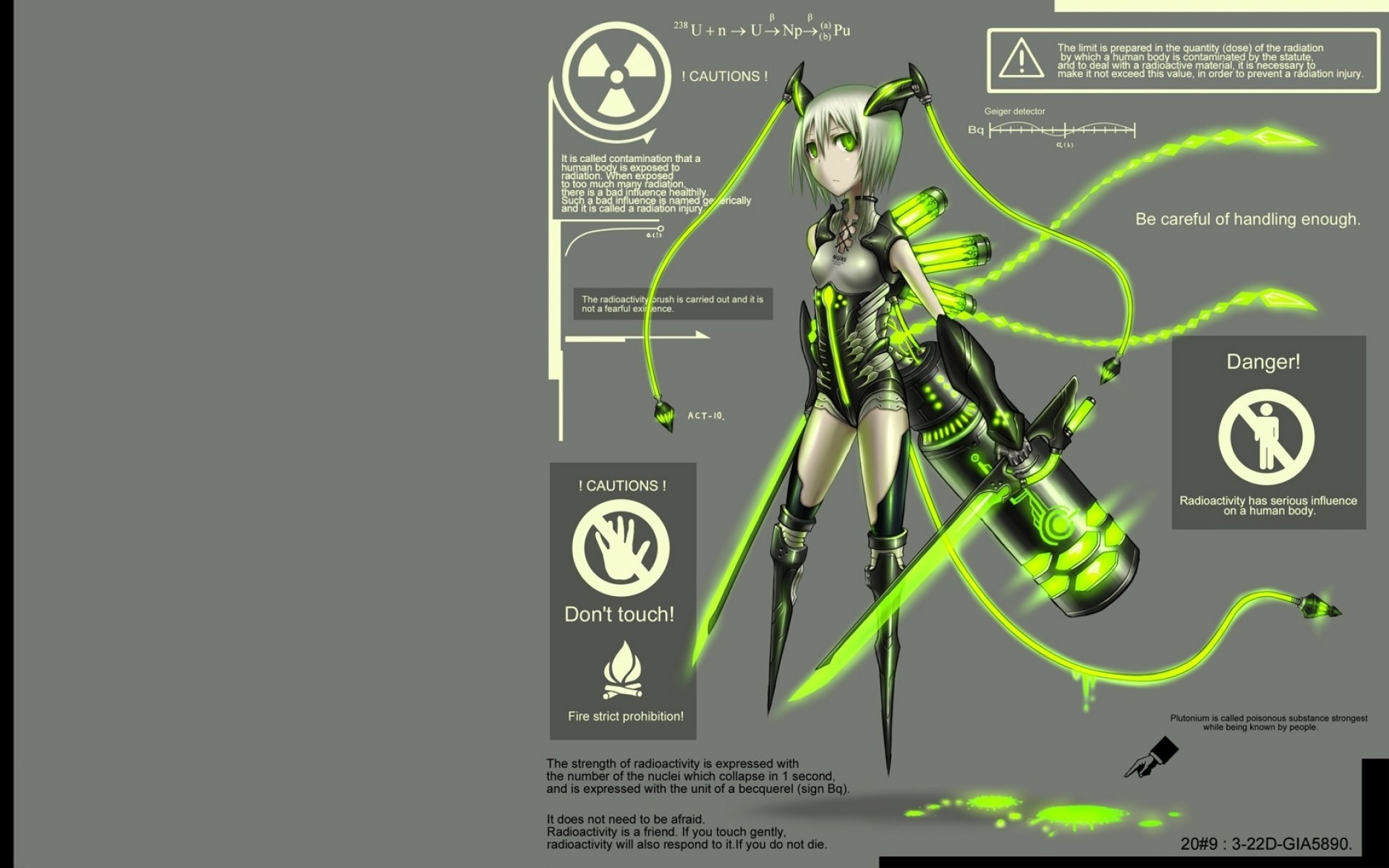 Anime Girl with Radioactive Theme HD Wallpaper