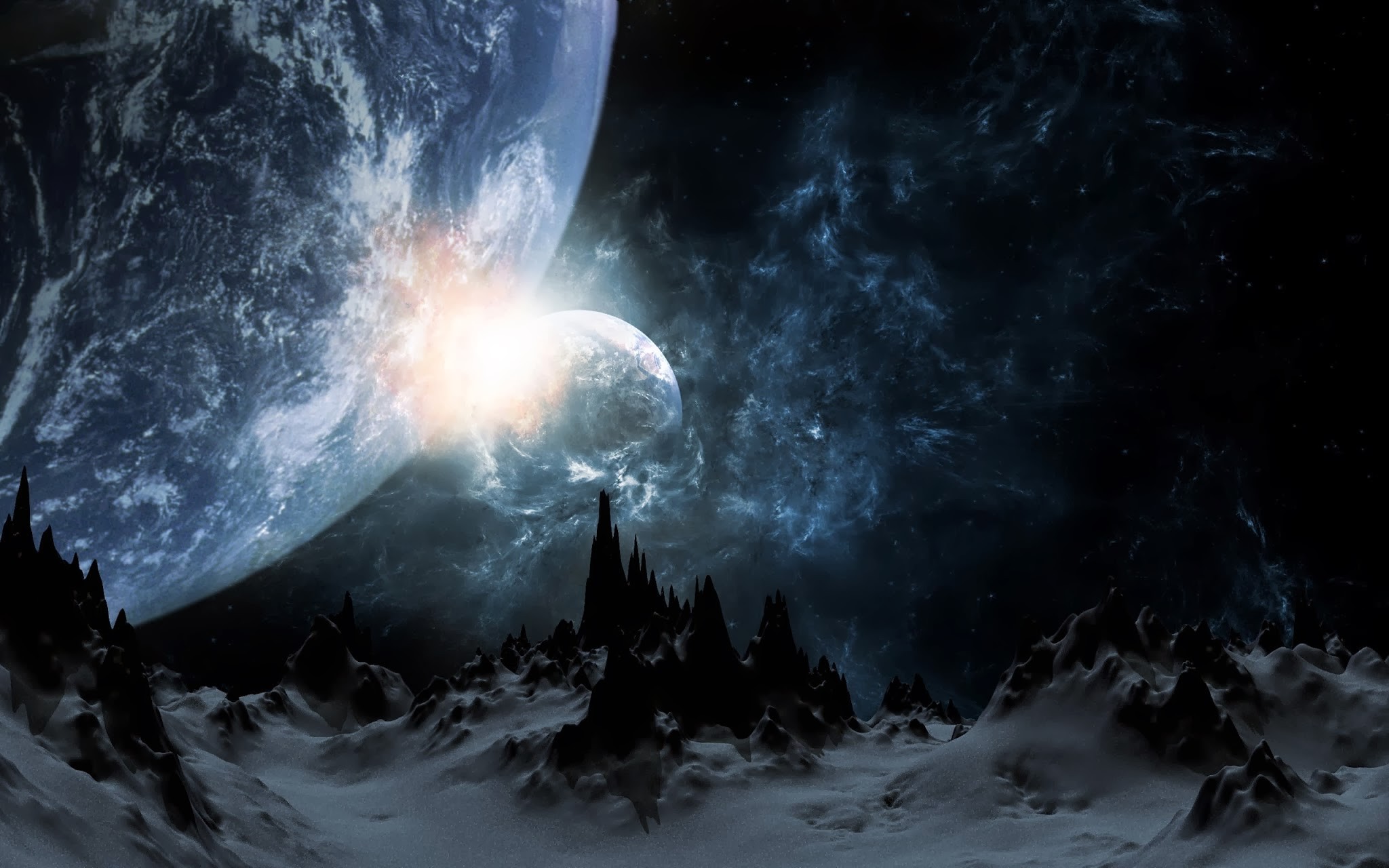 Space landscape with planets and nebulae HD Wallpaper