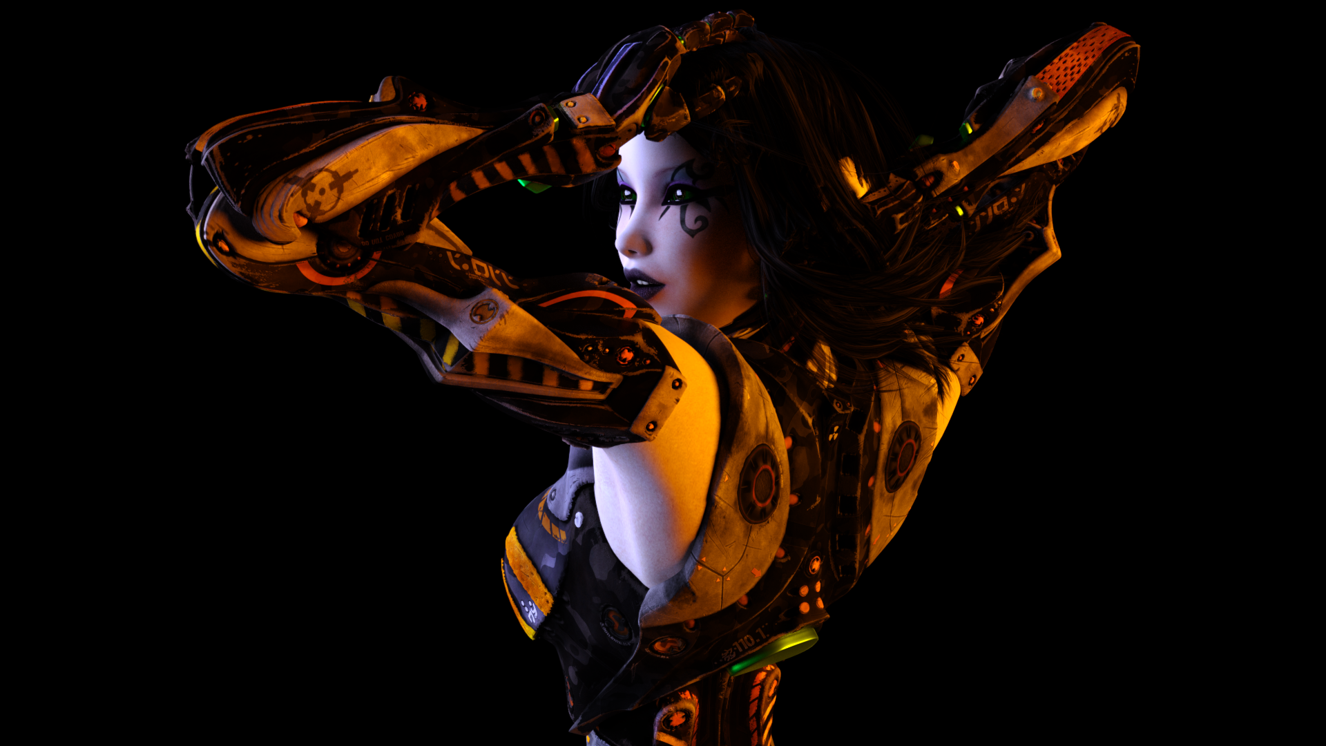 Cyborg woman with mechanical armor HD Wallpaper