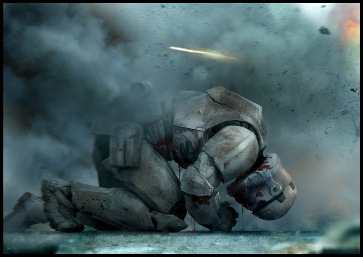 Star Wars Stormtrooper injured in battle HD Wallpaper