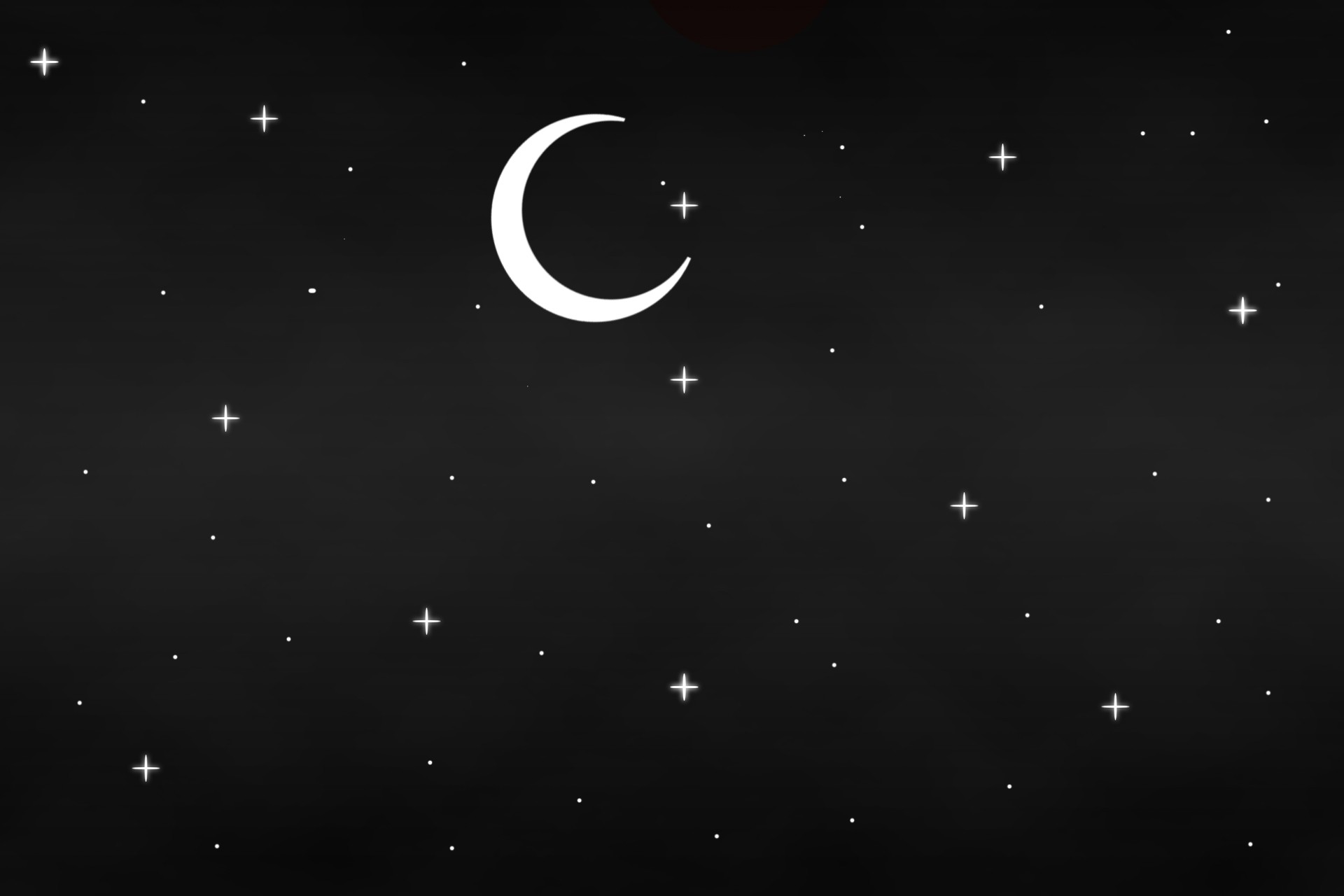 A crescent moon and stars in a dark night sky HD Wallpaper