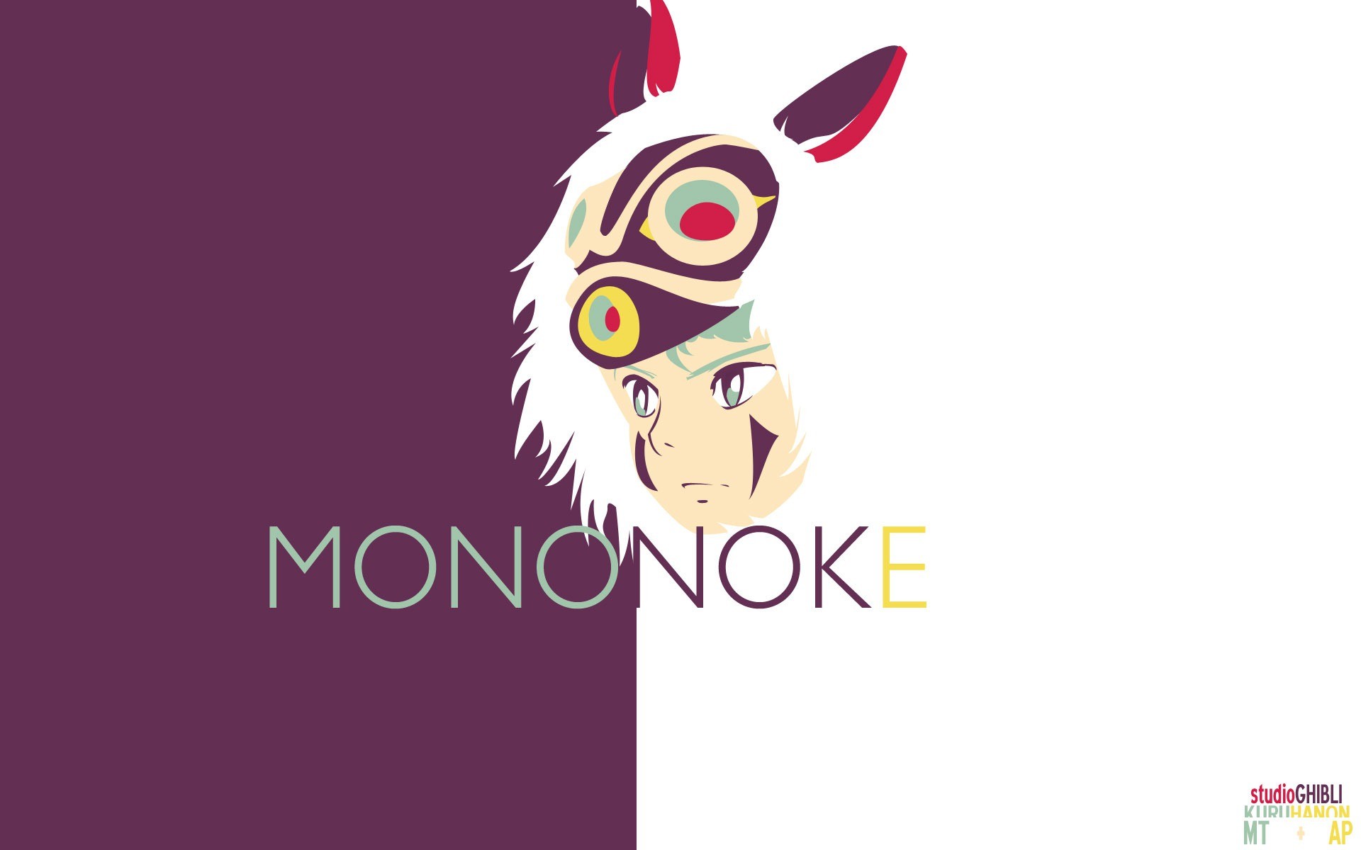 Princess Mononoke Minimalist Art with Studio Ghibli Logo HD Wallpaper