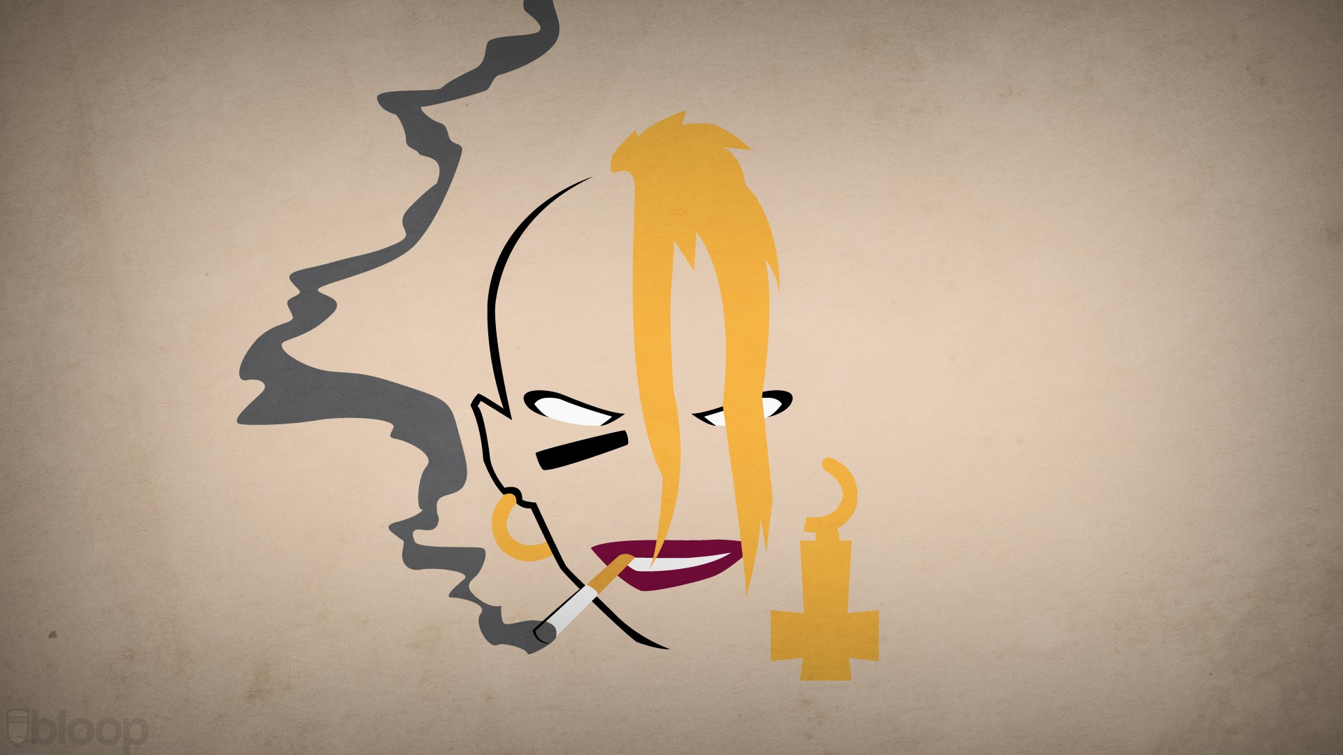 Tank Girl smoking with yellow hair and cross earring HD Wallpaper