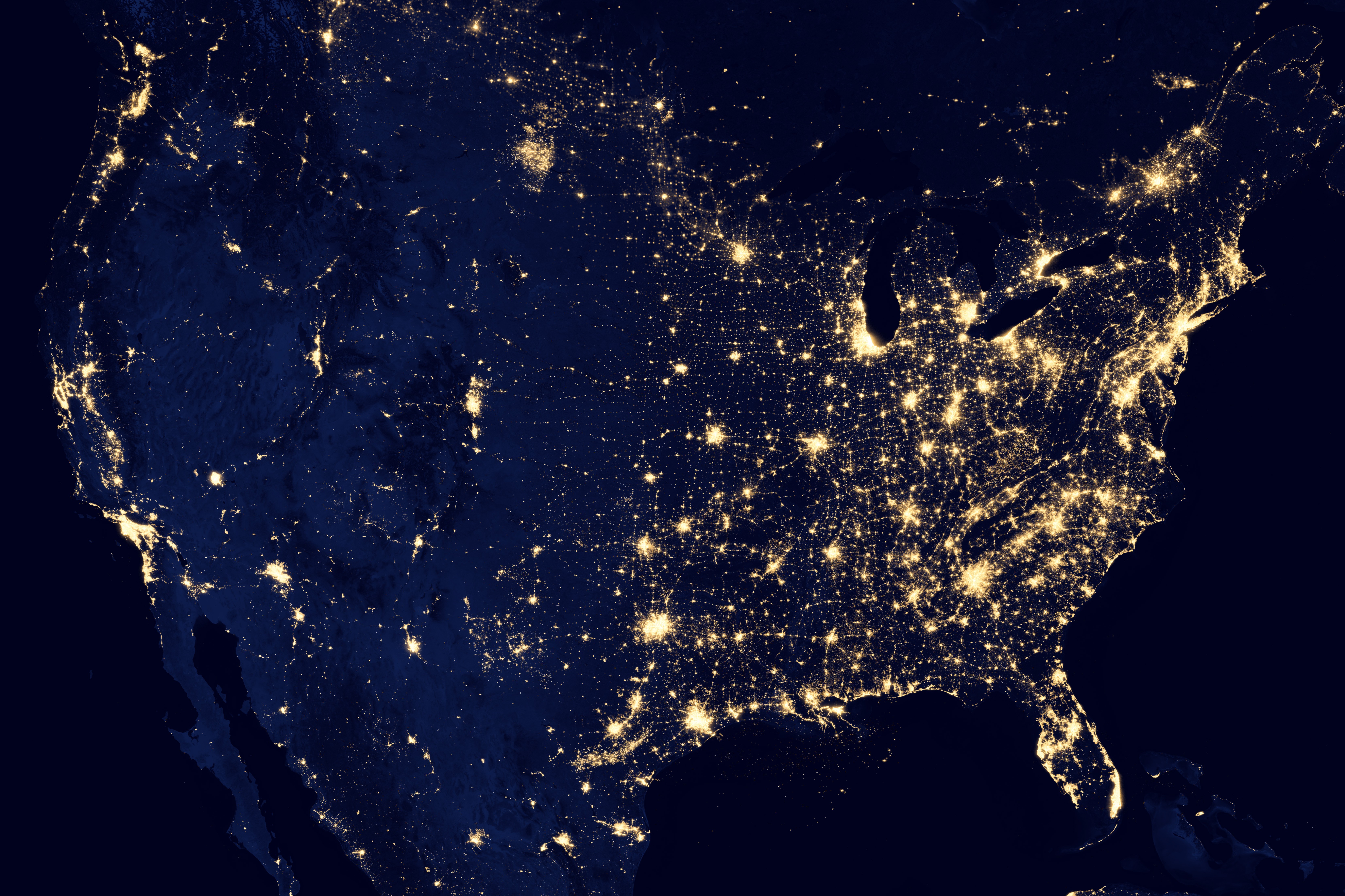 USA at Night from Space HD Wallpaper