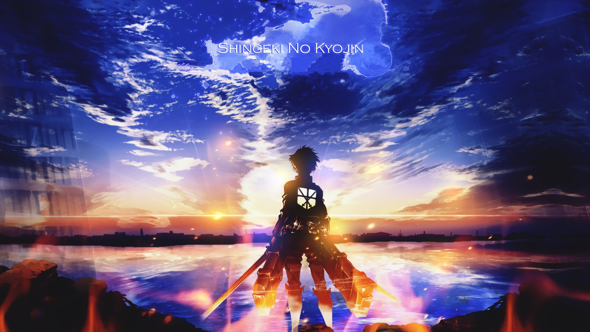 anime, sunset, anime boys, Eren Jeager, Shingeki no Kyojin HD Wallpaper