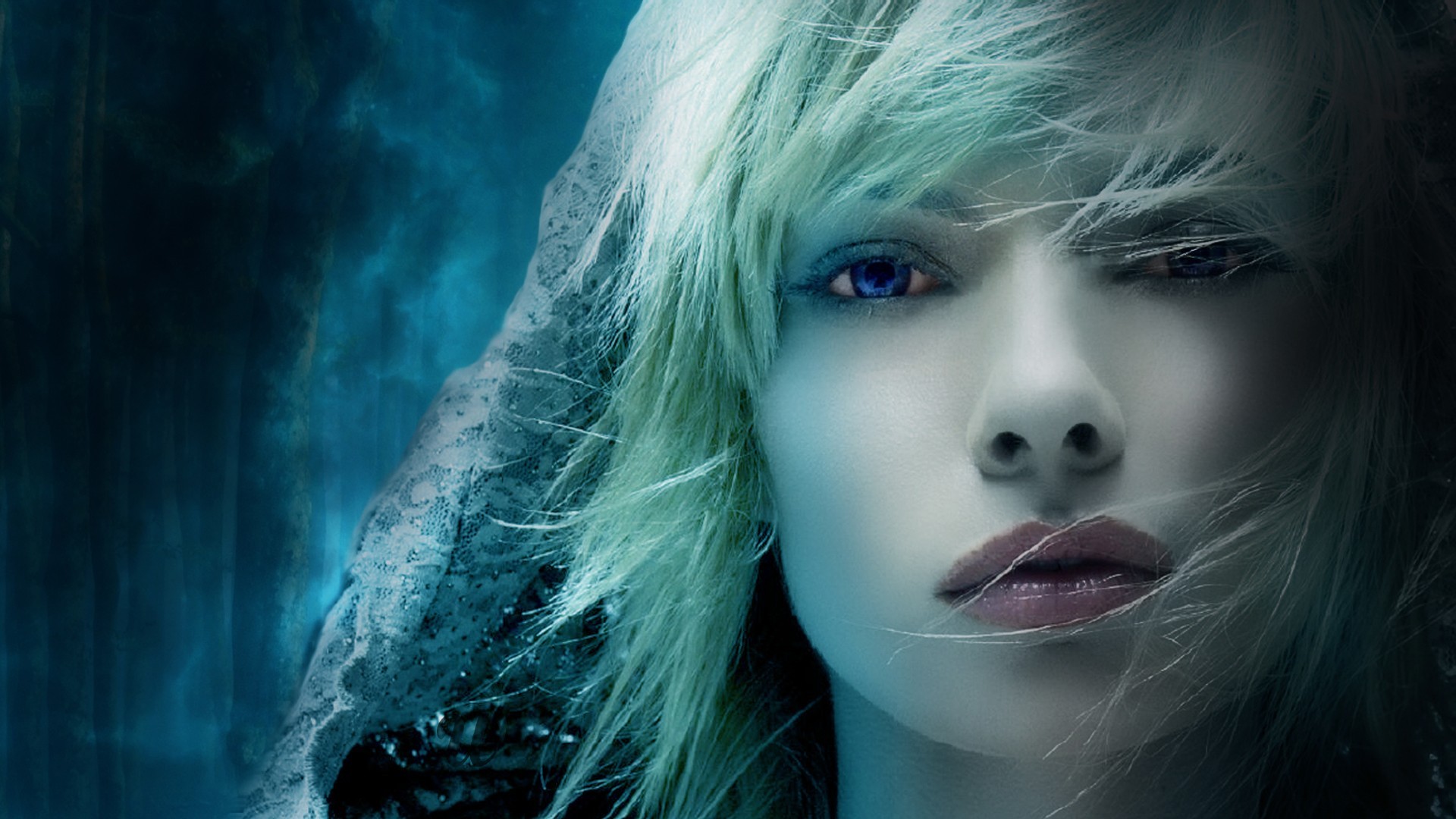 Woman with blonde hair and blue eyes HD Wallpaper