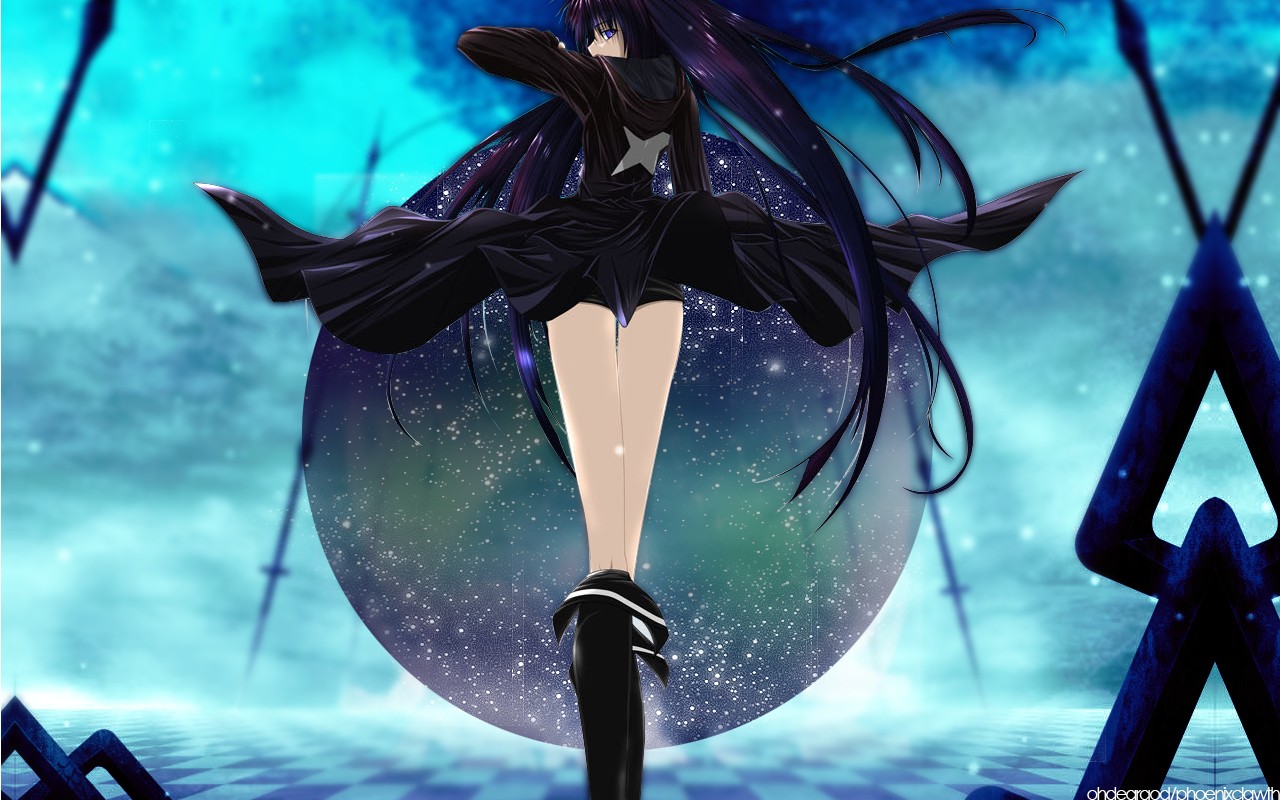 Black Rock Shooter anime girl with long black hair HD Wallpaper