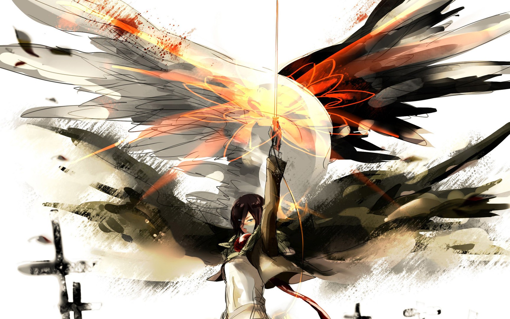 Mikasa Ackerman with Angelic Wings HD Wallpaper