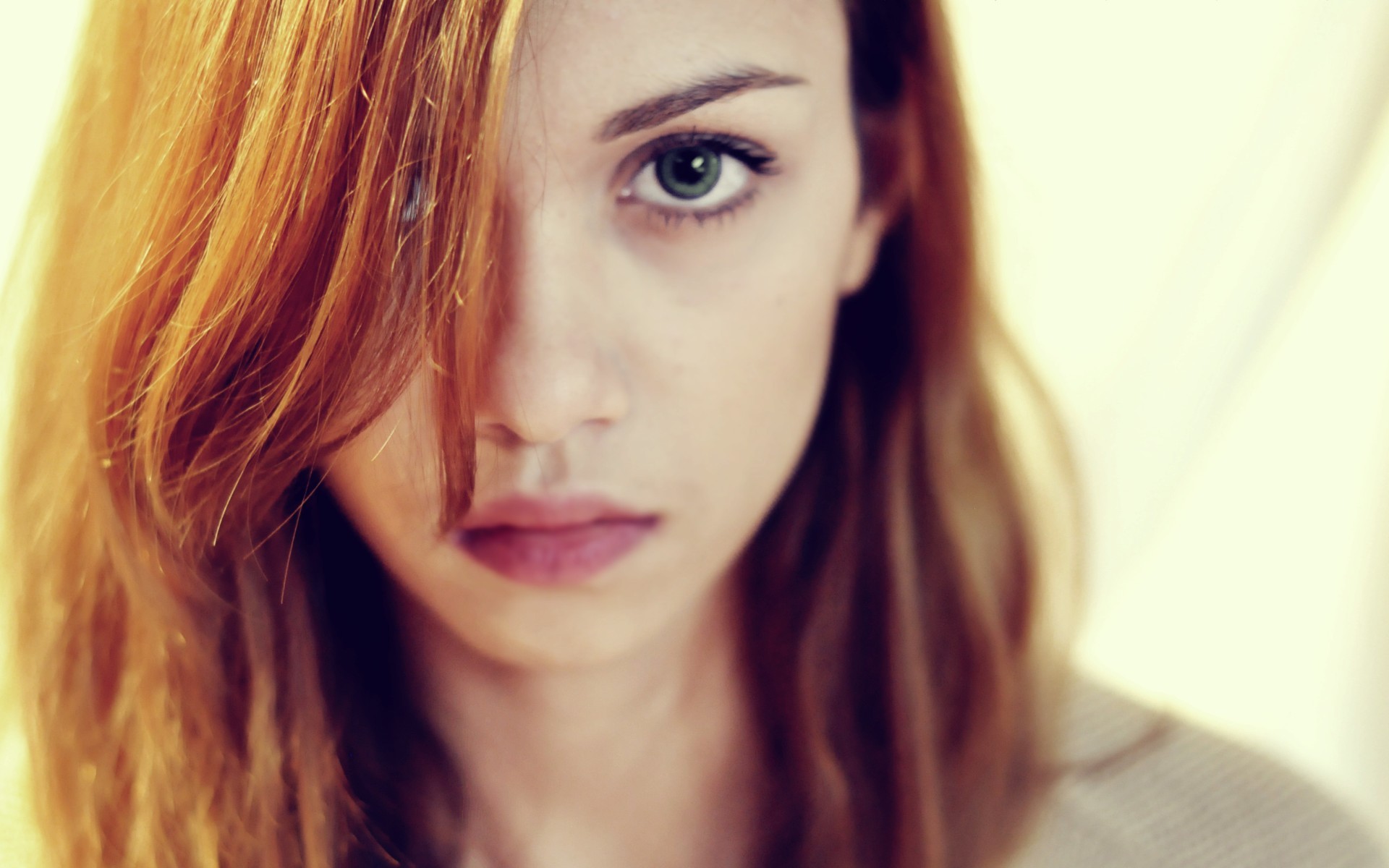 Redhead woman looking at the viewer HD Wallpaper