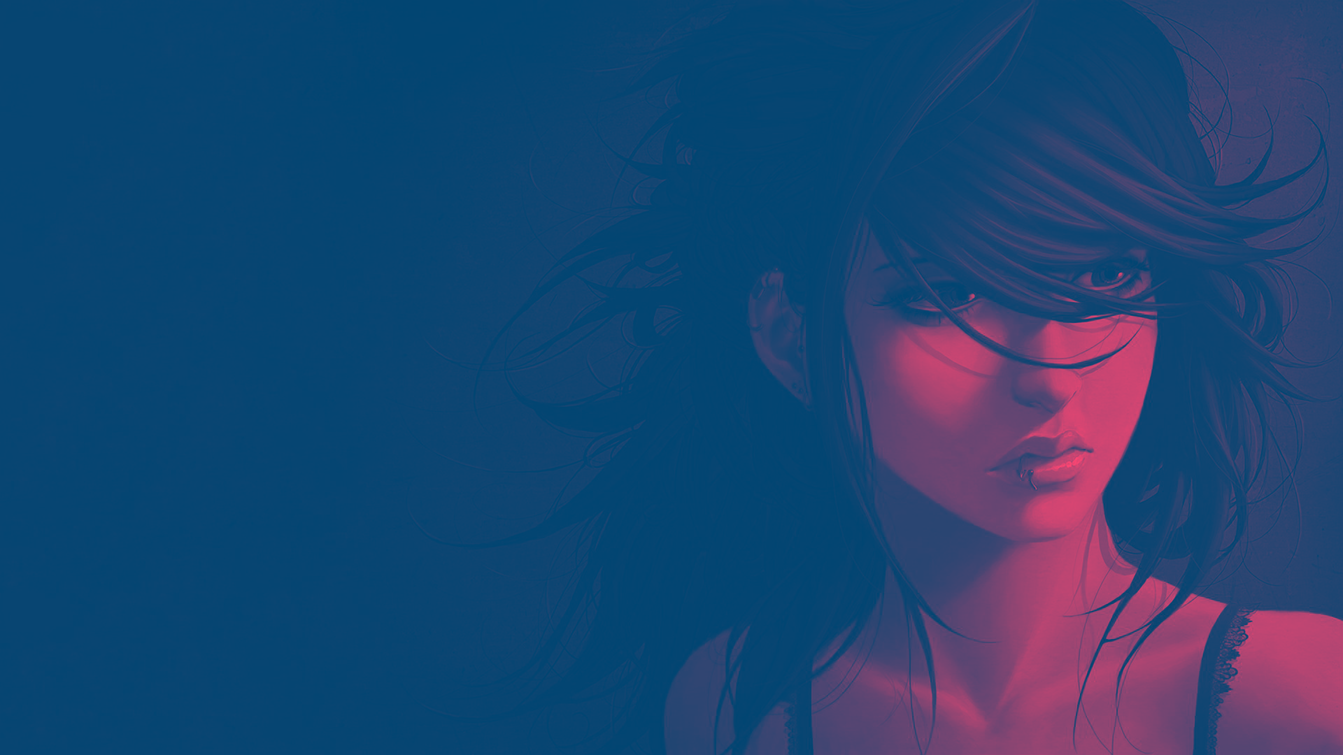 Artwork of a woman with a piercing HD Wallpaper