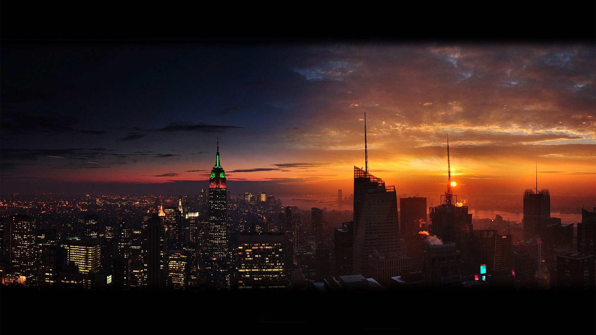 Empire State Building at sunrise and sunset HD Wallpaper