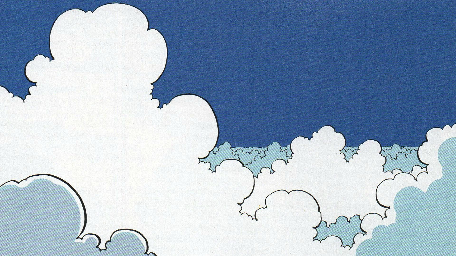 Minimalist clouds in a blue sky HD Wallpaper