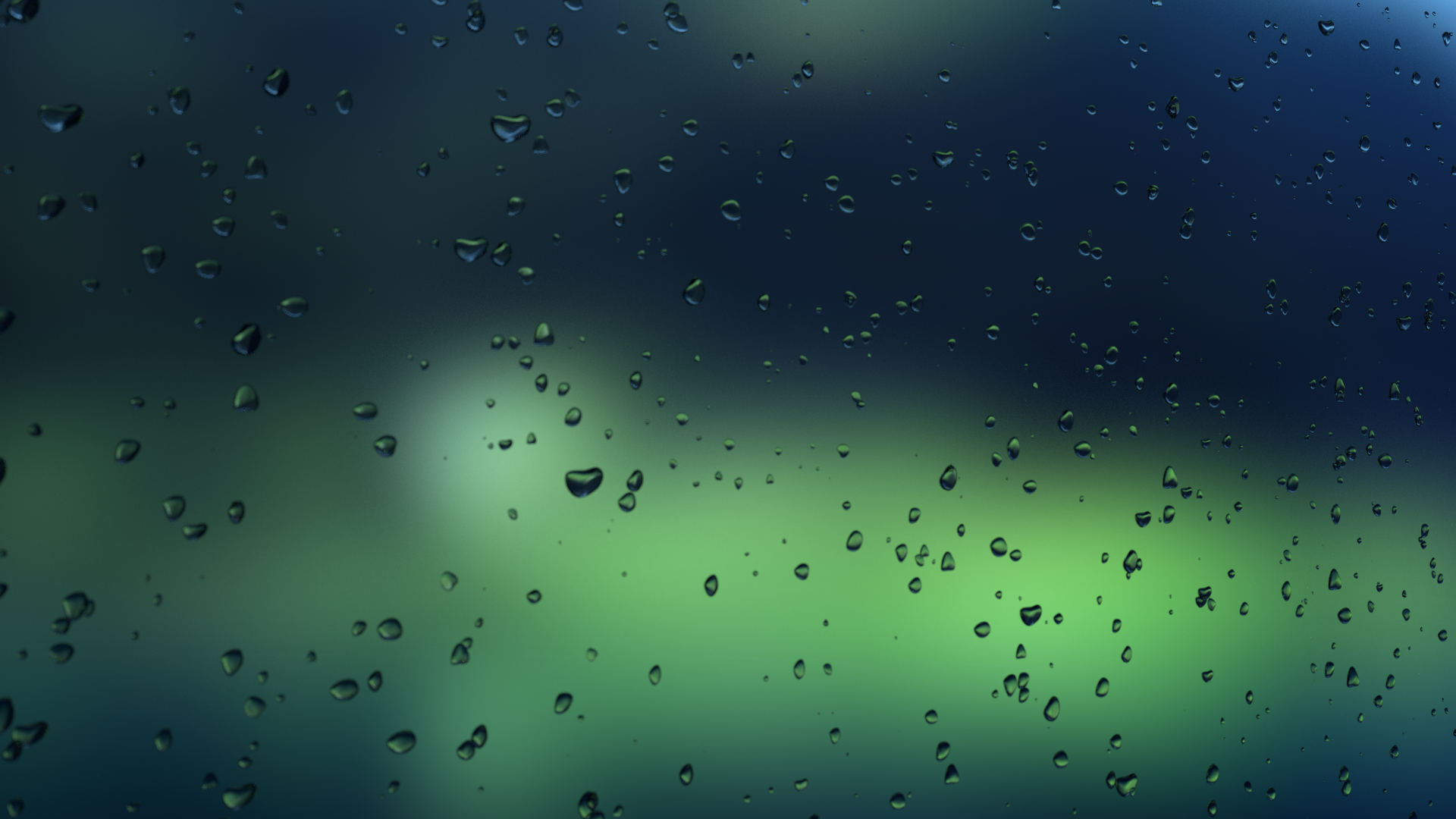 Water drops on glass with blurred green and blue background HD Wallpaper