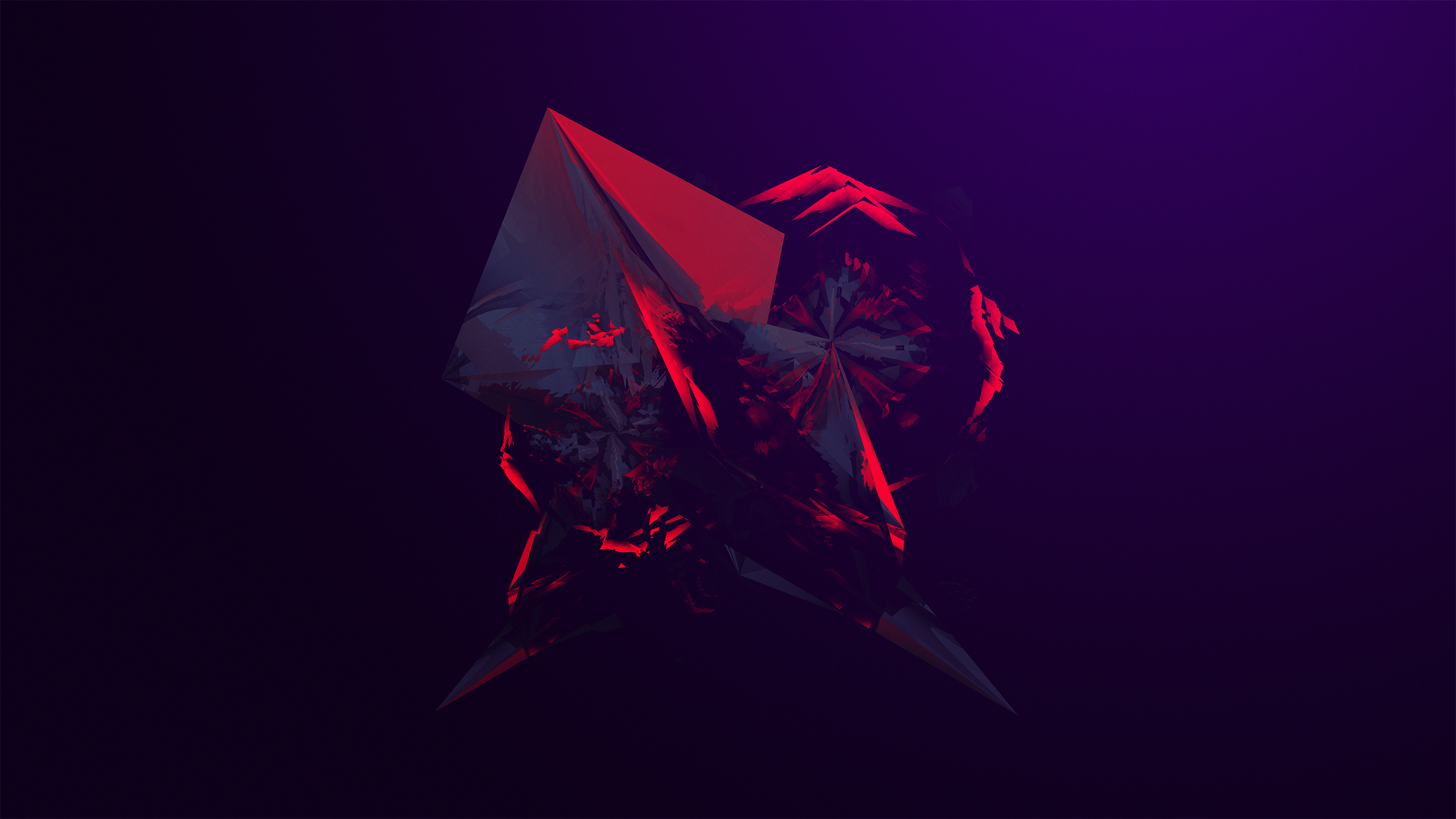 Abstract geometric shapes with red and blue lighting HD Wallpaper
