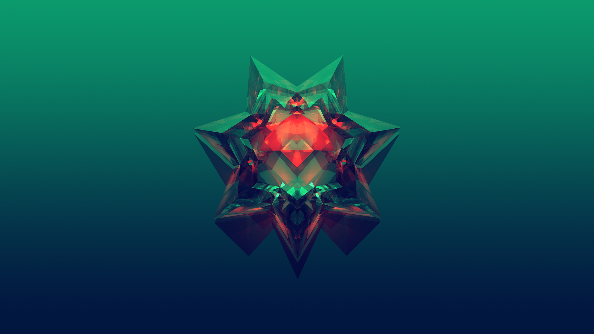 Abstract geometric crystal shape with red and green colors HD Wallpaper