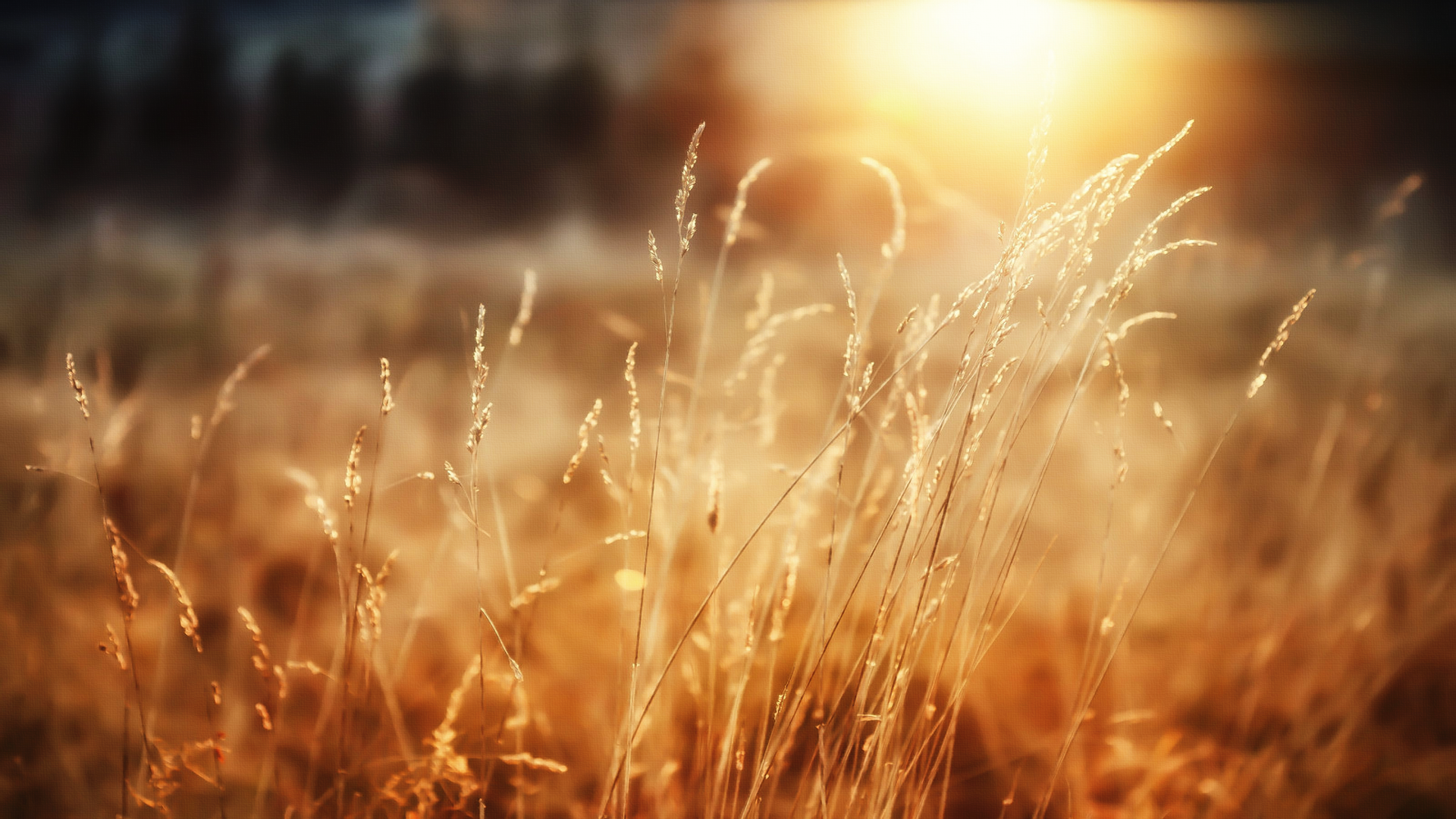Sunlight shining on dry grass in a field HD Wallpaper