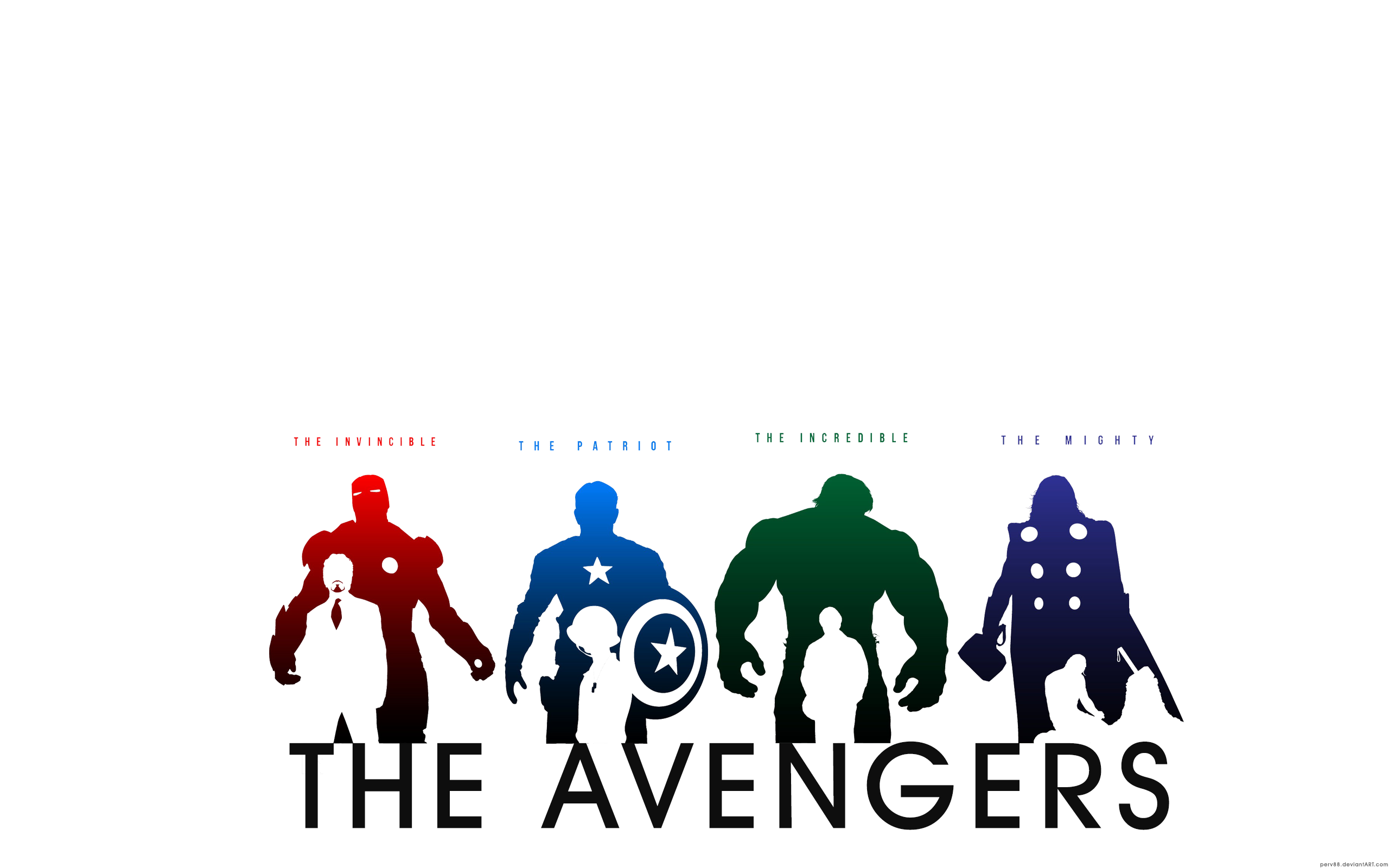 The Avengers Silhouettes: Iron Man, Captain America, Hulk, Thor HD Wallpaper