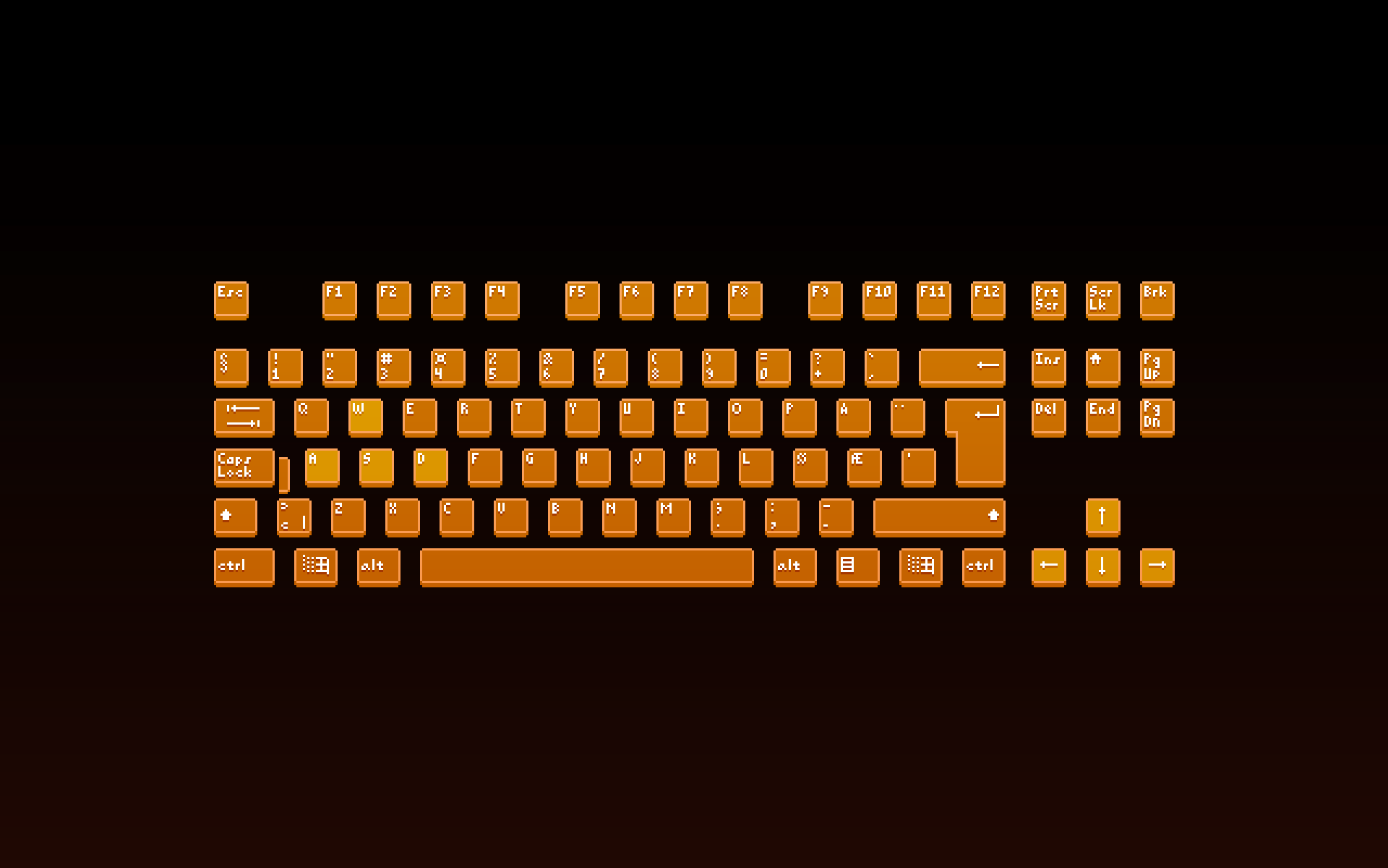 Pixelated orange keyboard with white keys HD Wallpaper