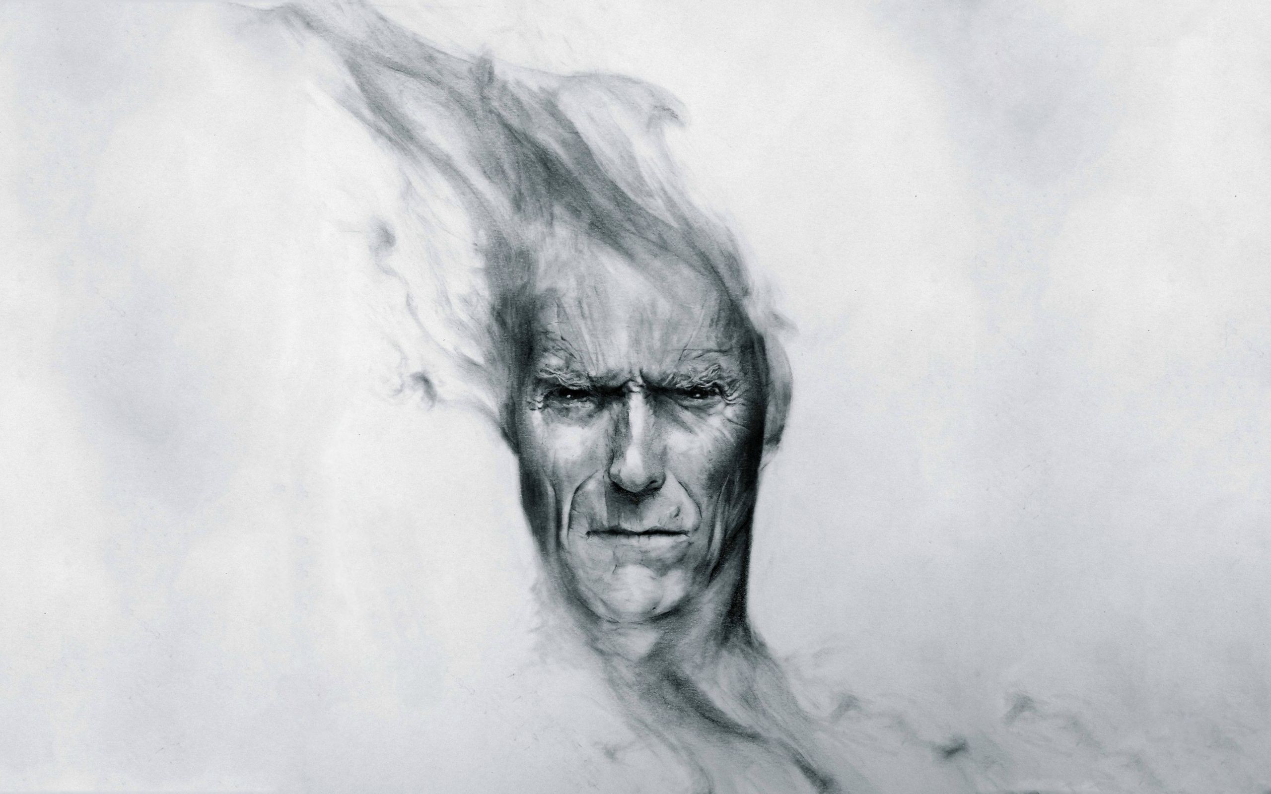 Clint Eastwood portrait made of smoke HD Wallpaper